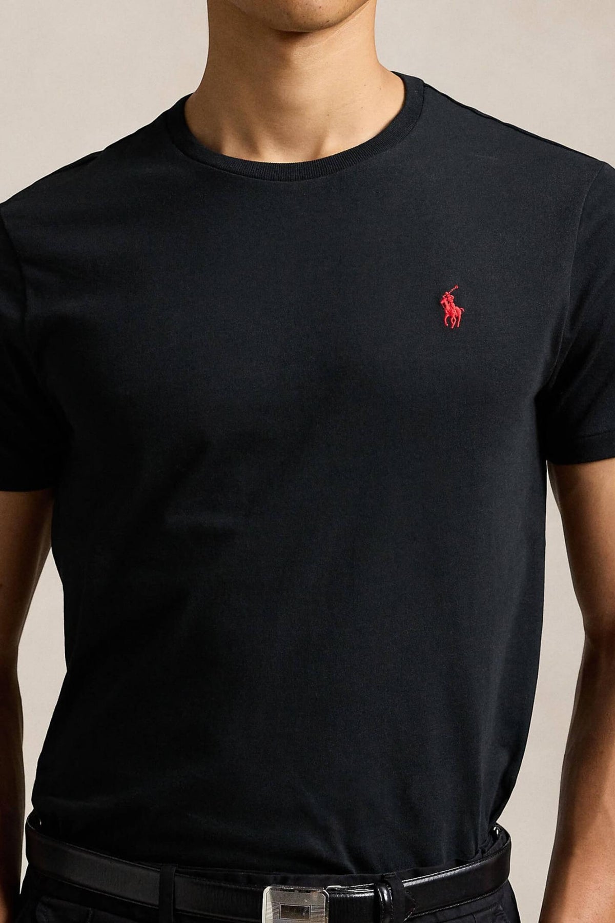POLO RALPH LAUREN CUSTOM SLIM FIT CREWNECK T-SHIRT en color NEGRO  (4)
