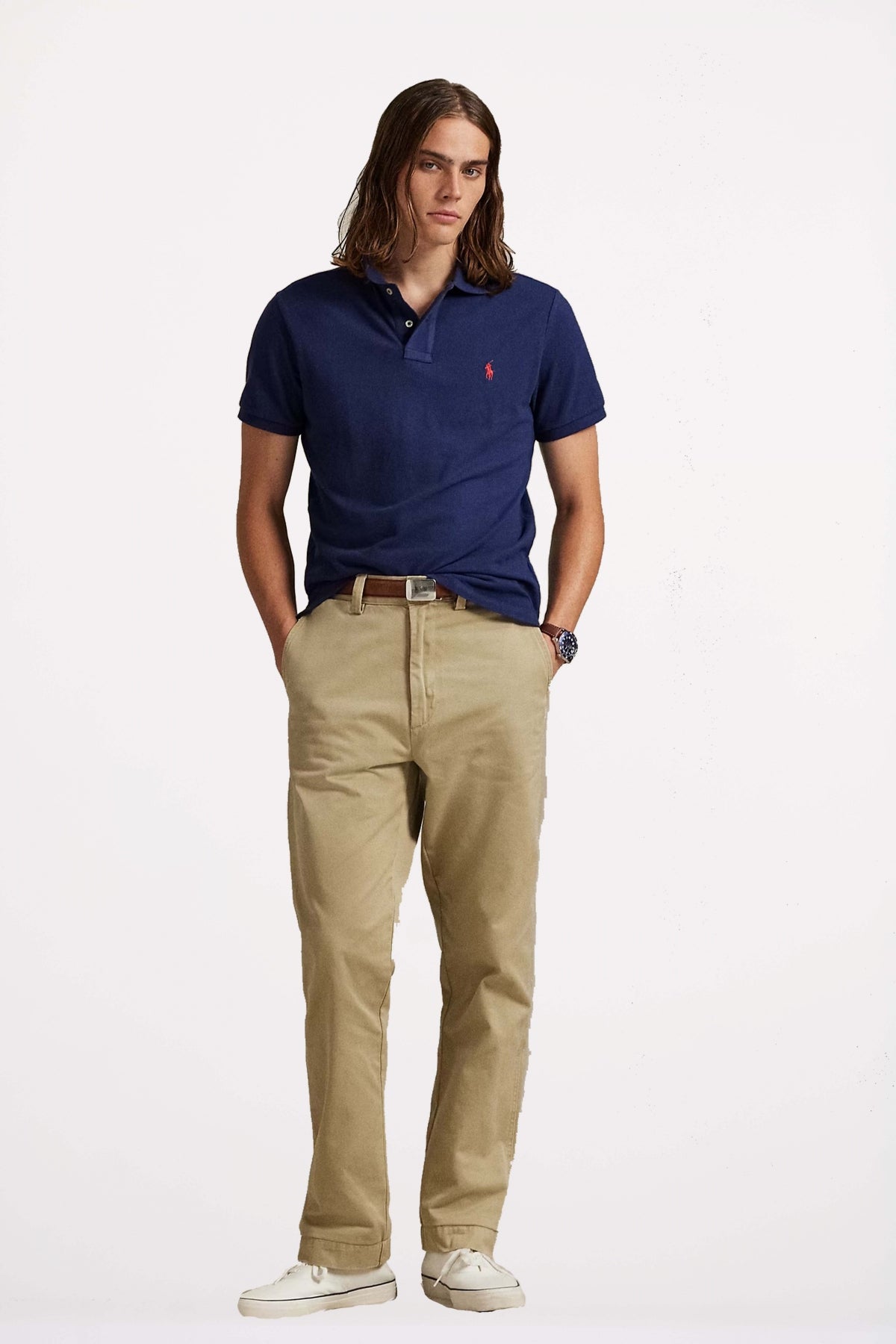 POLO RALPH LAUREN CUSTOM SLIM FIT PIQUE POLO SHIRT en color AZUL  (4)