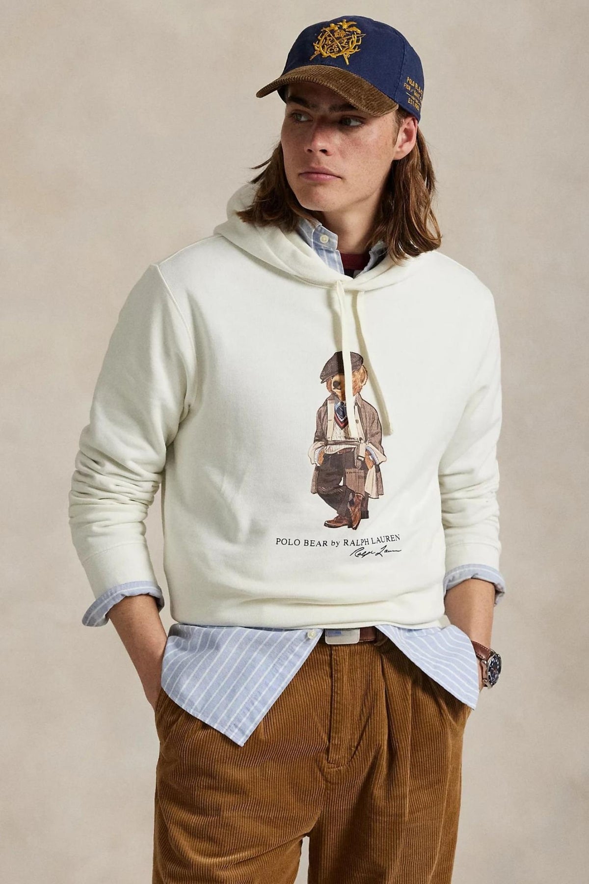 POLO RALPH LAUREN HOODED LONG SLEEVE SWEATSHIRT en color BLANCO  (1)