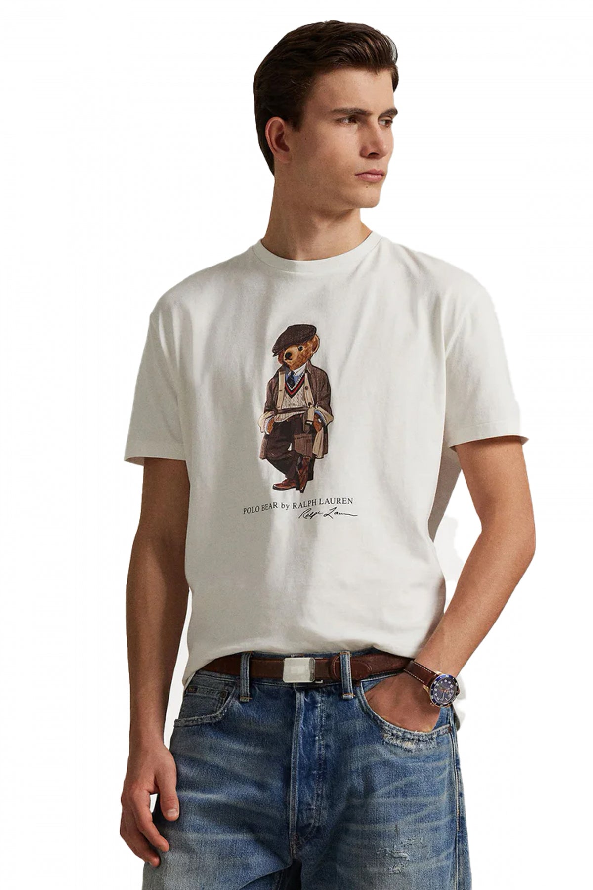 POLO RALPH LAUREN POLO BEAR GRAPHIC SLIM FIT CREWNECK T-SHIRT en color BLANCO  (1)
