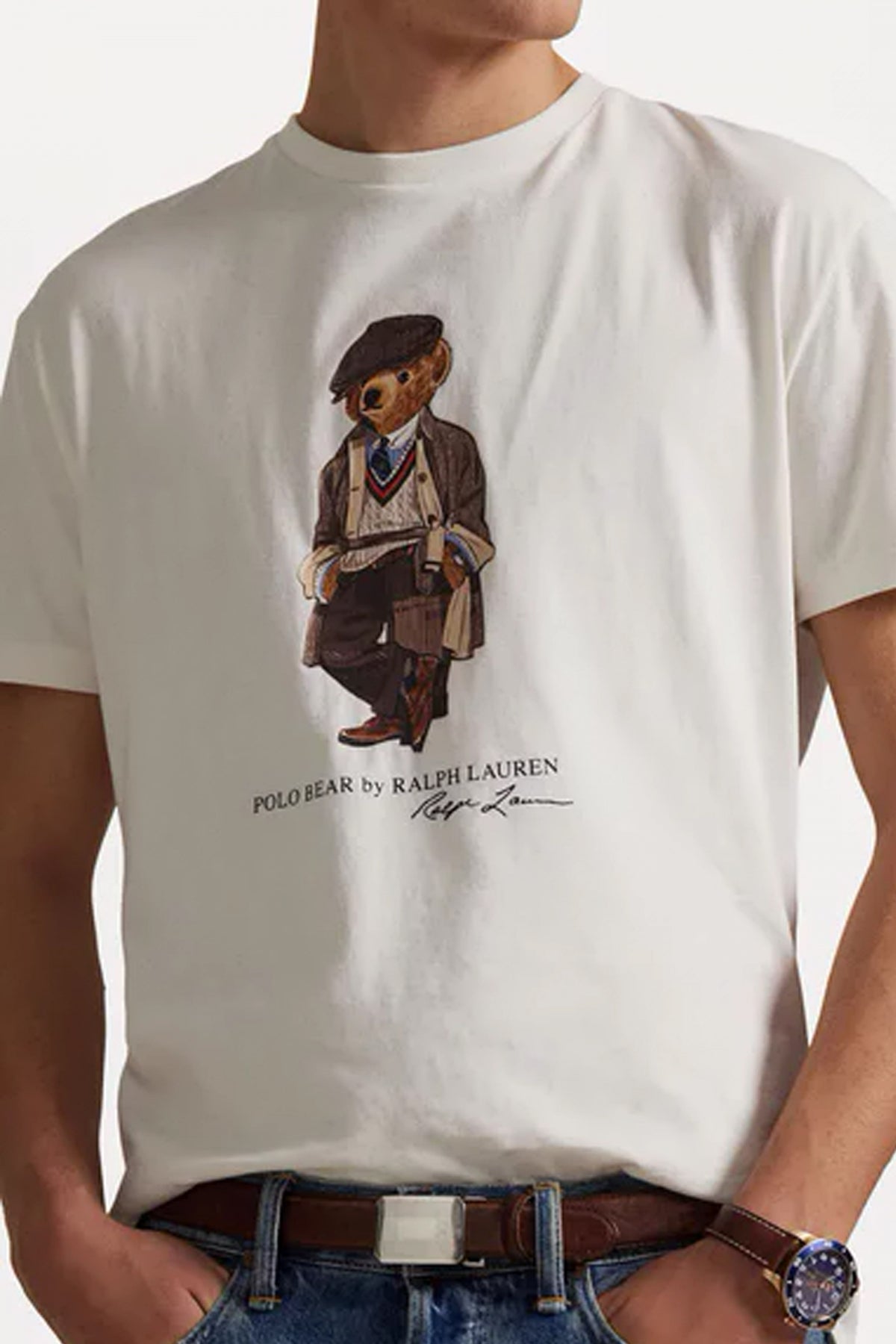 POLO RALPH LAUREN POLO BEAR GRAPHIC SLIM FIT CREWNECK T-SHIRT en color BLANCO  (4)