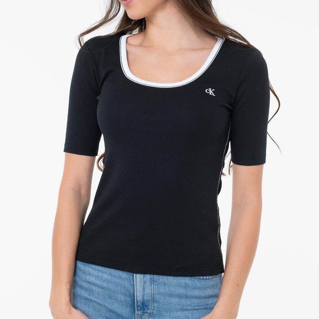 CALVIN KLEIN JEANS BABY RIB SCOO en color NEGRO  (4)