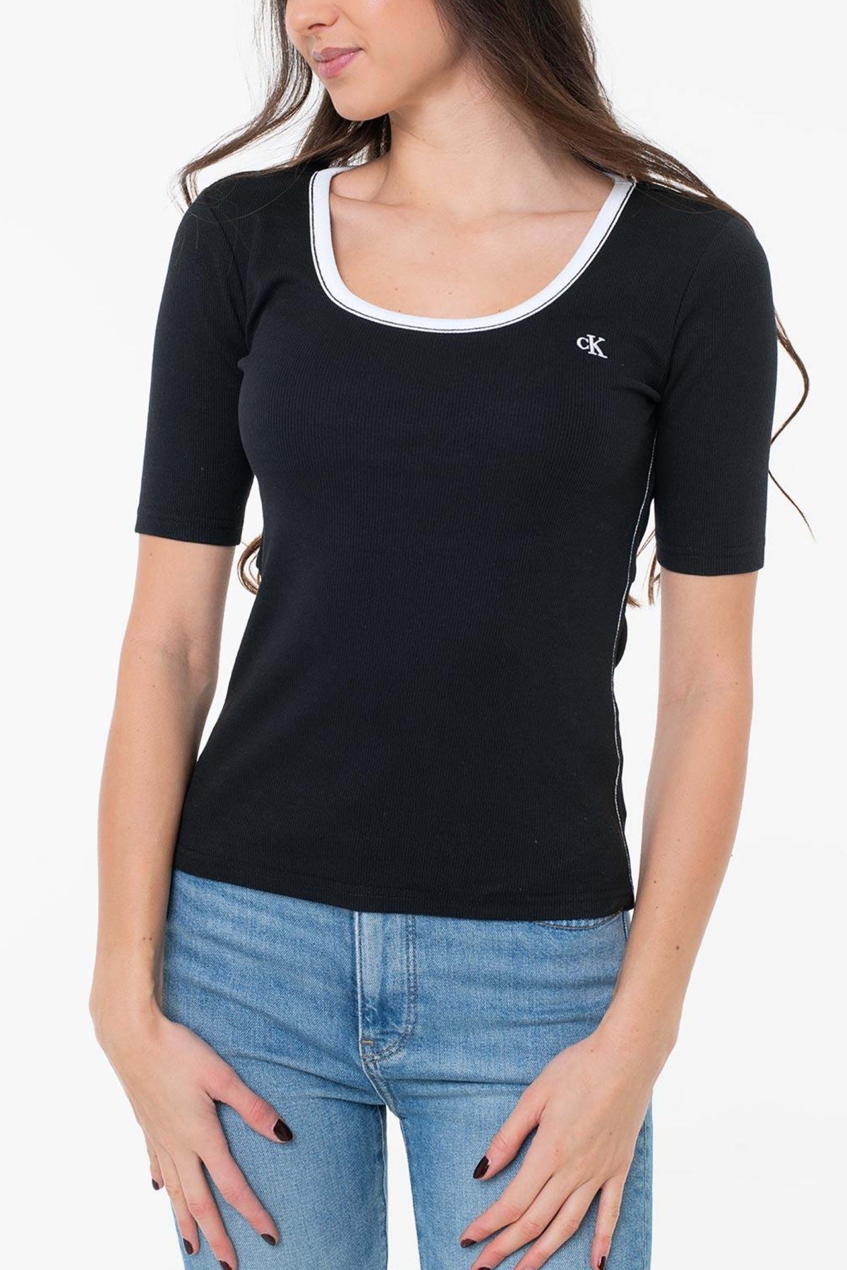 CALVIN KLEIN JEANS BABY RIB SCOO en color NEGRO  (1)