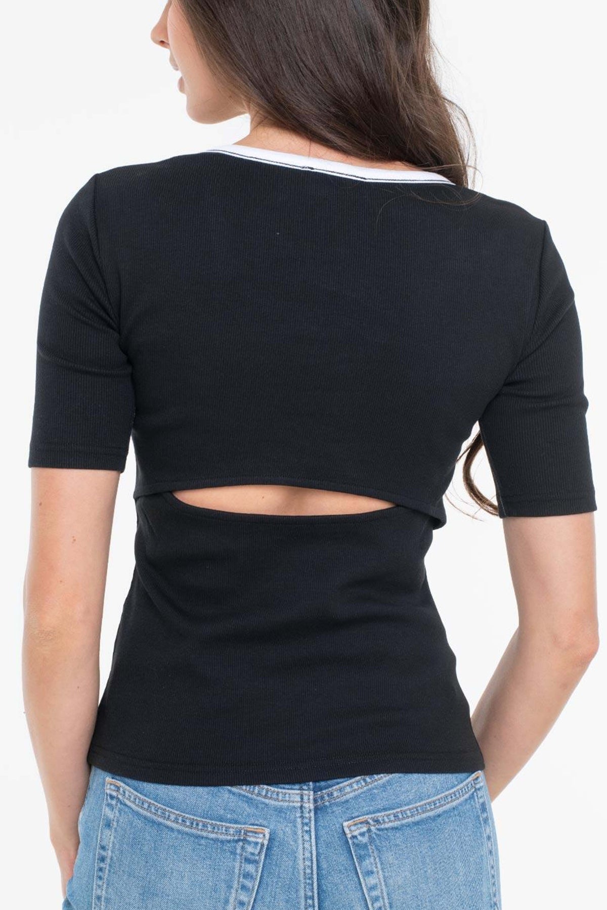 CALVIN KLEIN JEANS BABY RIB SCOO en color NEGRO  (2)