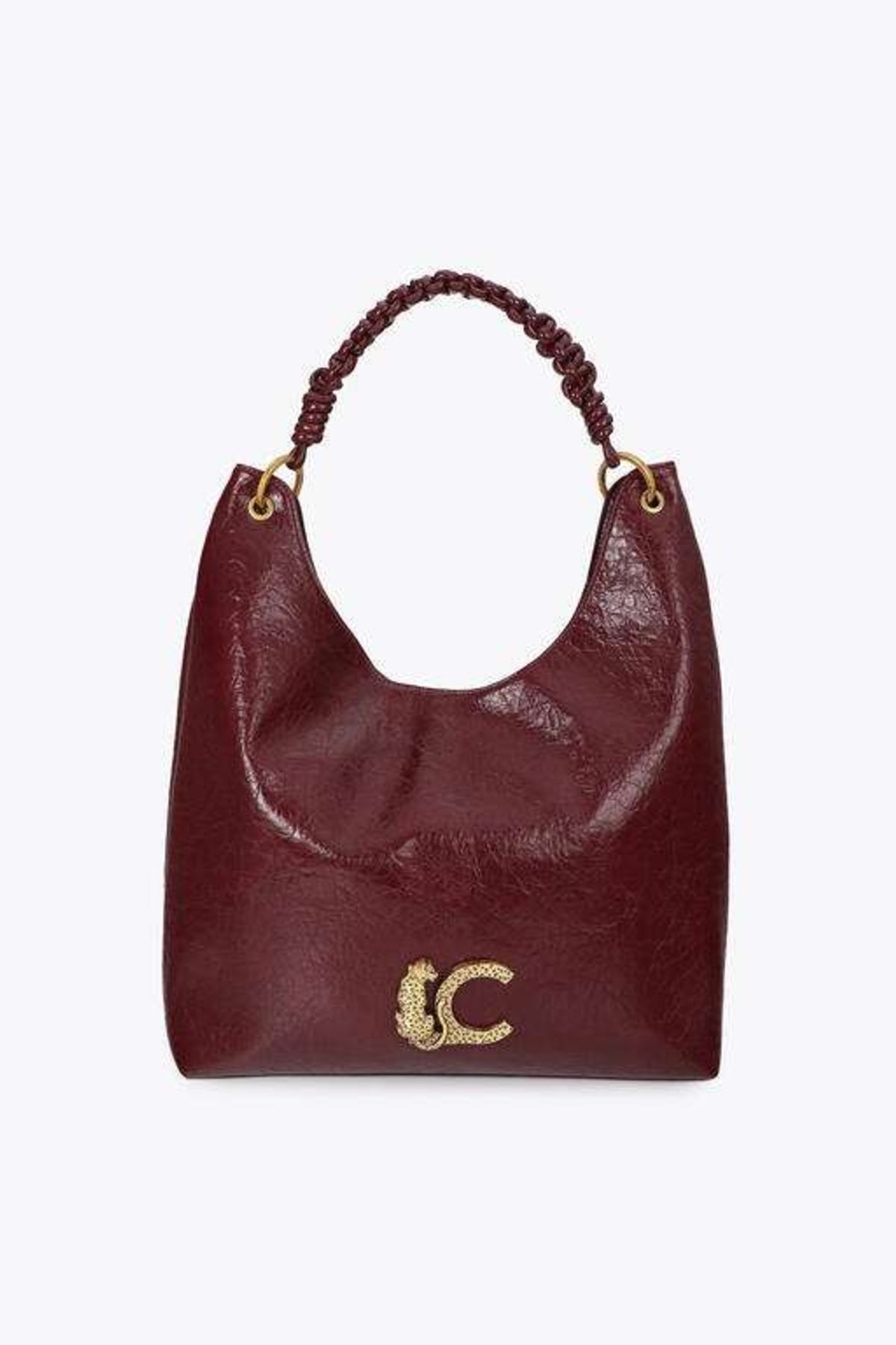 LOLA CASADEMUNT SHOPPER WITH BRAIDED HANDLE DETAIL en color BURDEOS  (4)