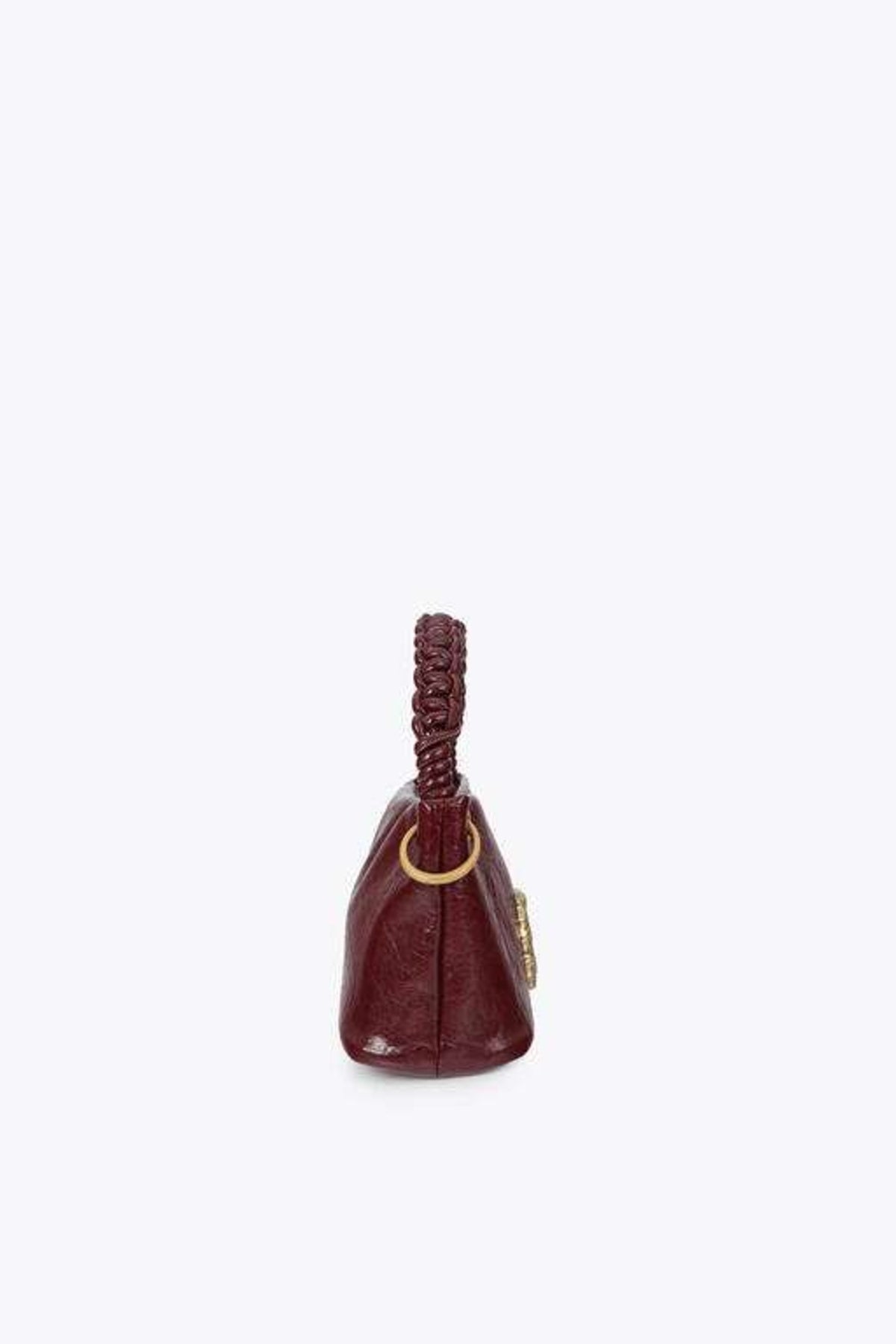 LOLA CASADEMUNT SMALL SHOULDER STRAP WITH BRAIDED HANDLE en color BURDEOS  (3)