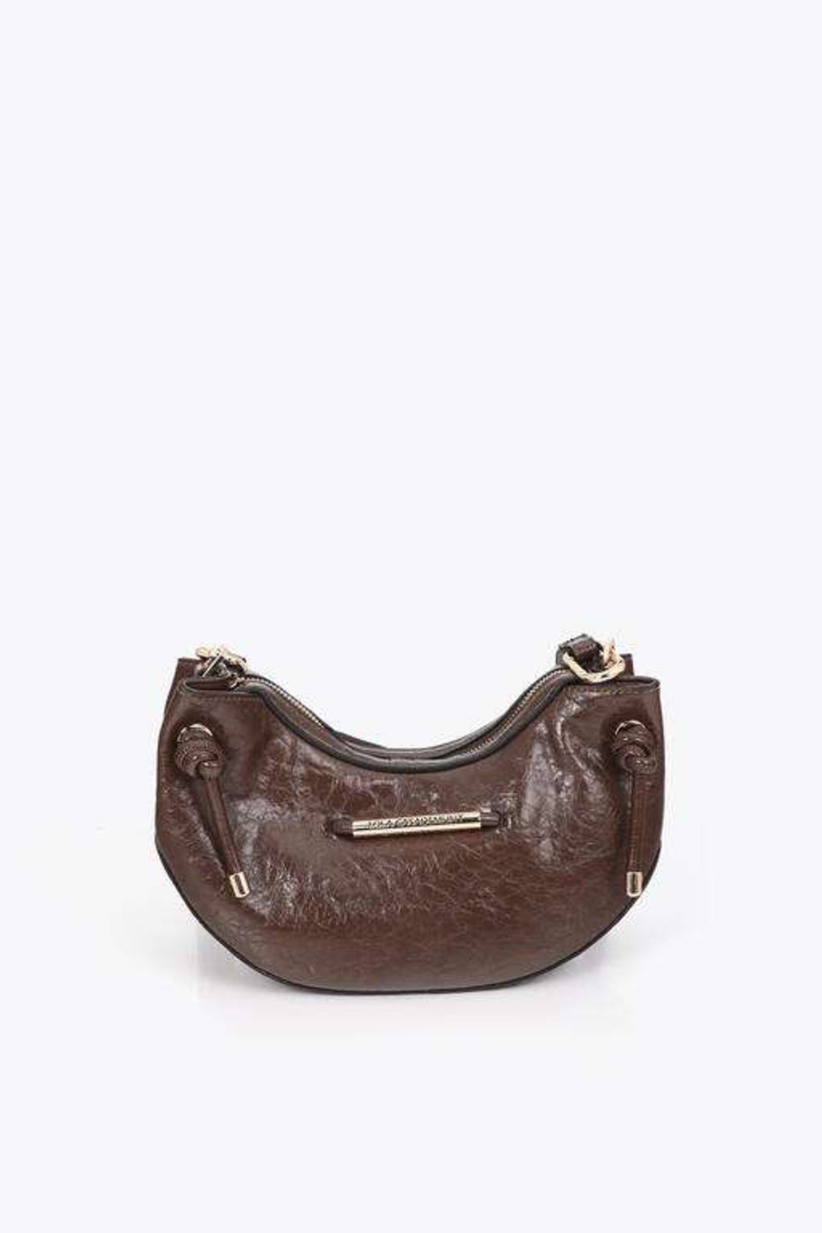 LOLA CASADEMUNT HALF-MOON SHOULDER BAG WITH METALLIC TUB en color MARRON  (3)