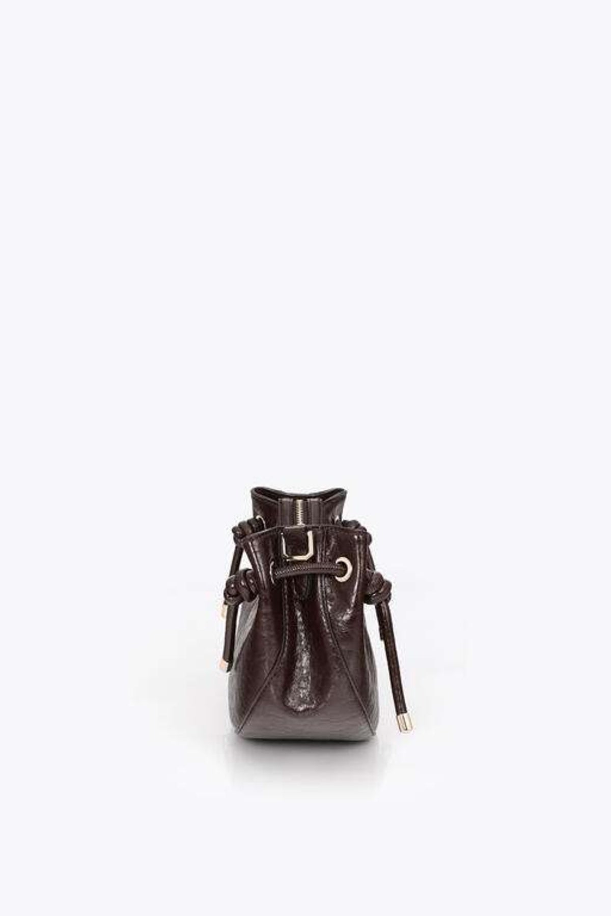 LOLA CASADEMUNT HALF-MOON SHOULDER BAG WITH METALLIC TUB en color MARRON  (4)