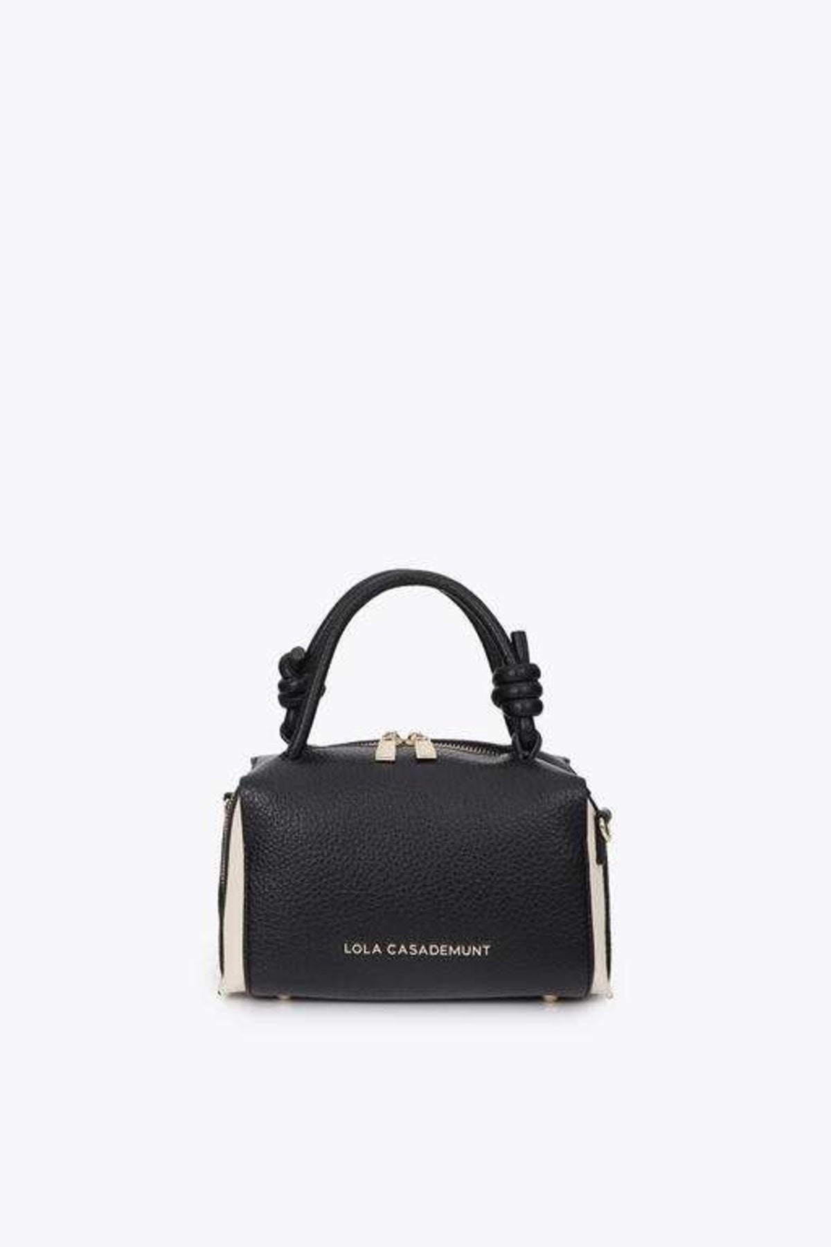 LOLA CASADEMUNT TWO-TONE FAUX LEATHER SHOULDER BAG en color NEGRO  (1)