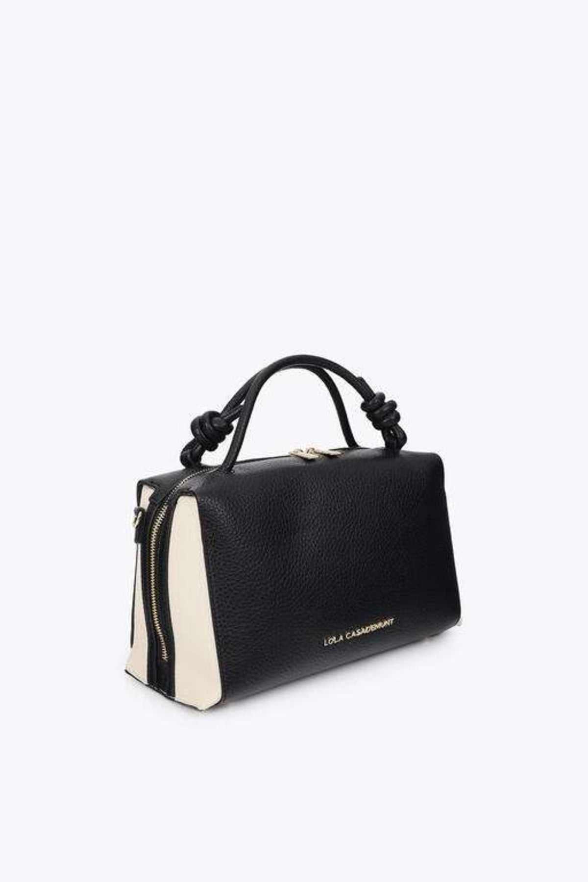 LOLA CASADEMUNT TWO-TONE LEATHER-EFFECT BOWLING en color NEGRO  (3)