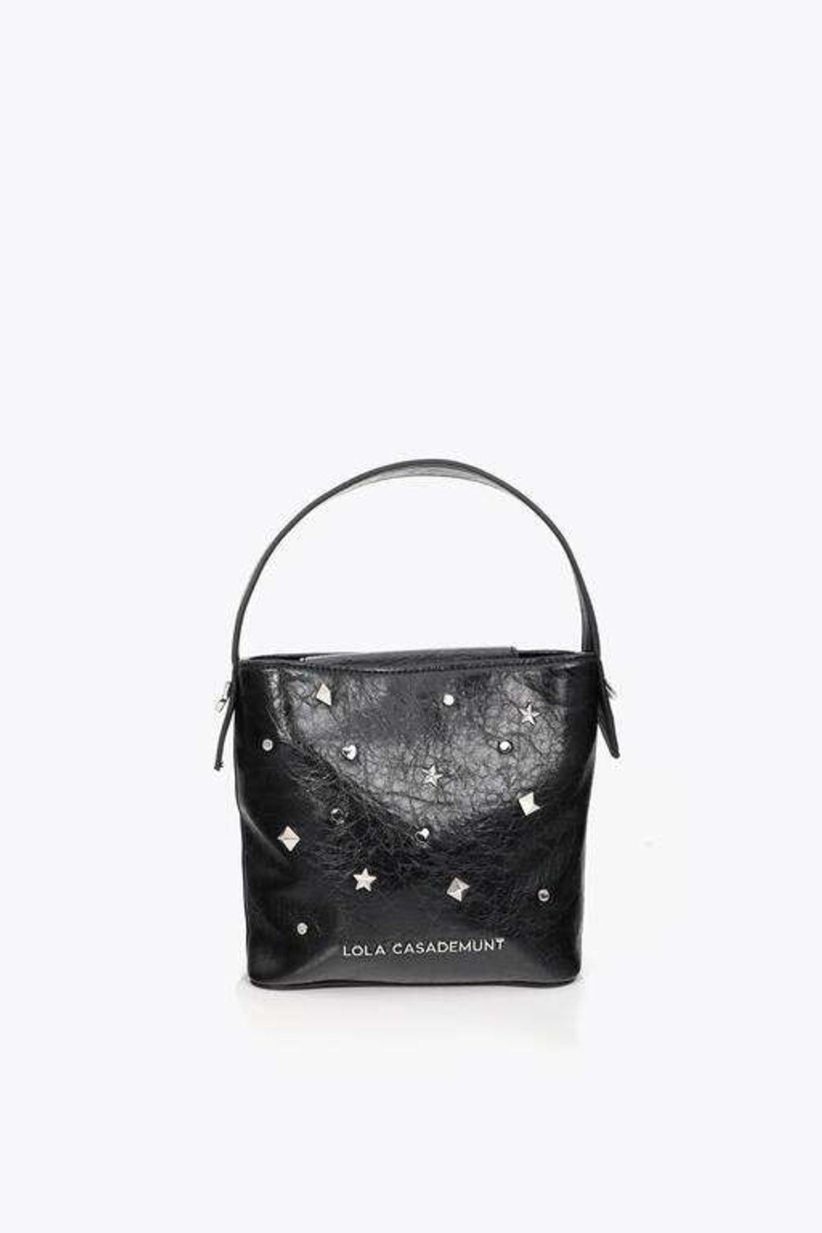 LOLA CASADEMUNT STAR AND HEART STUDDED SHOULDER BAG en color NEGRO  (4)