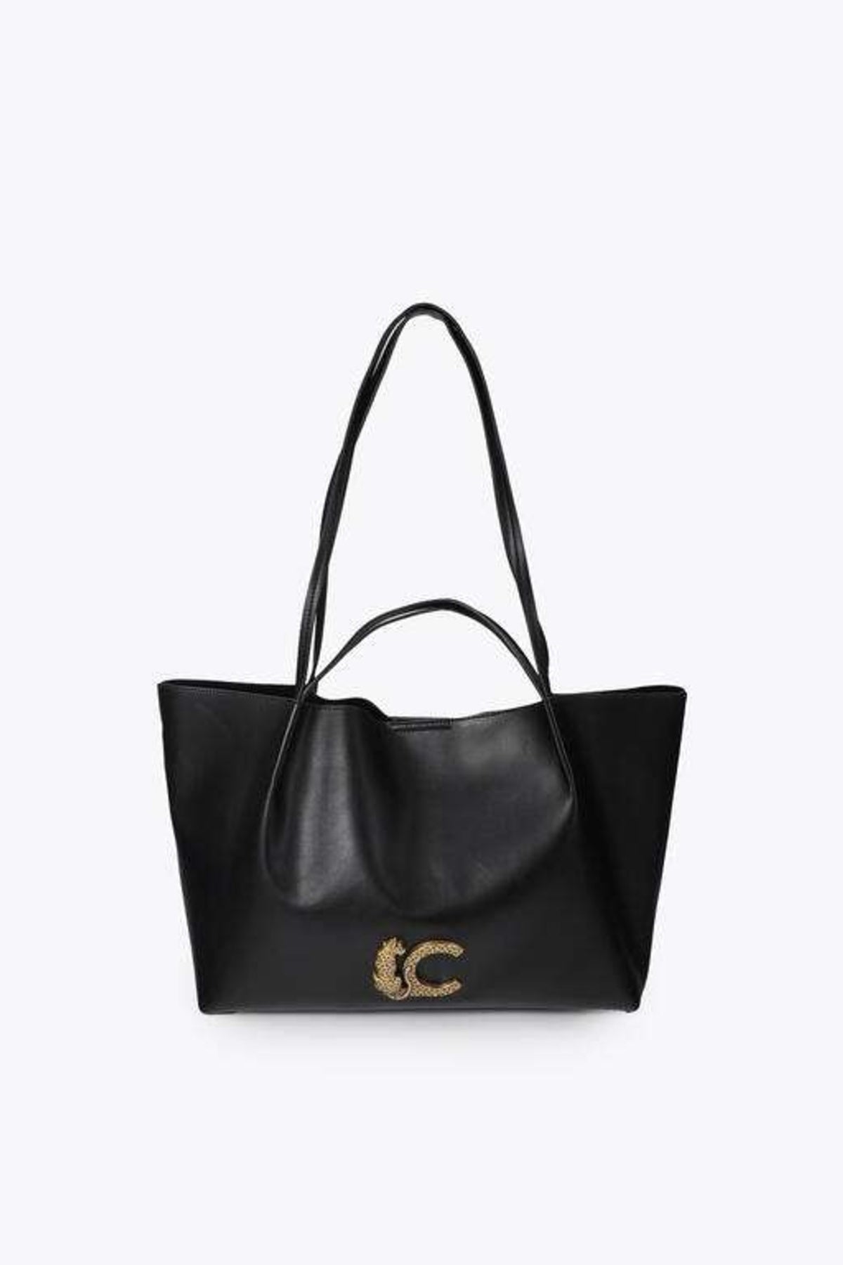 LOLA CASADEMUNT LEATHER-EFFECT SHOPPER WITH DOUBLE HANDL en color NEGRO  (1)