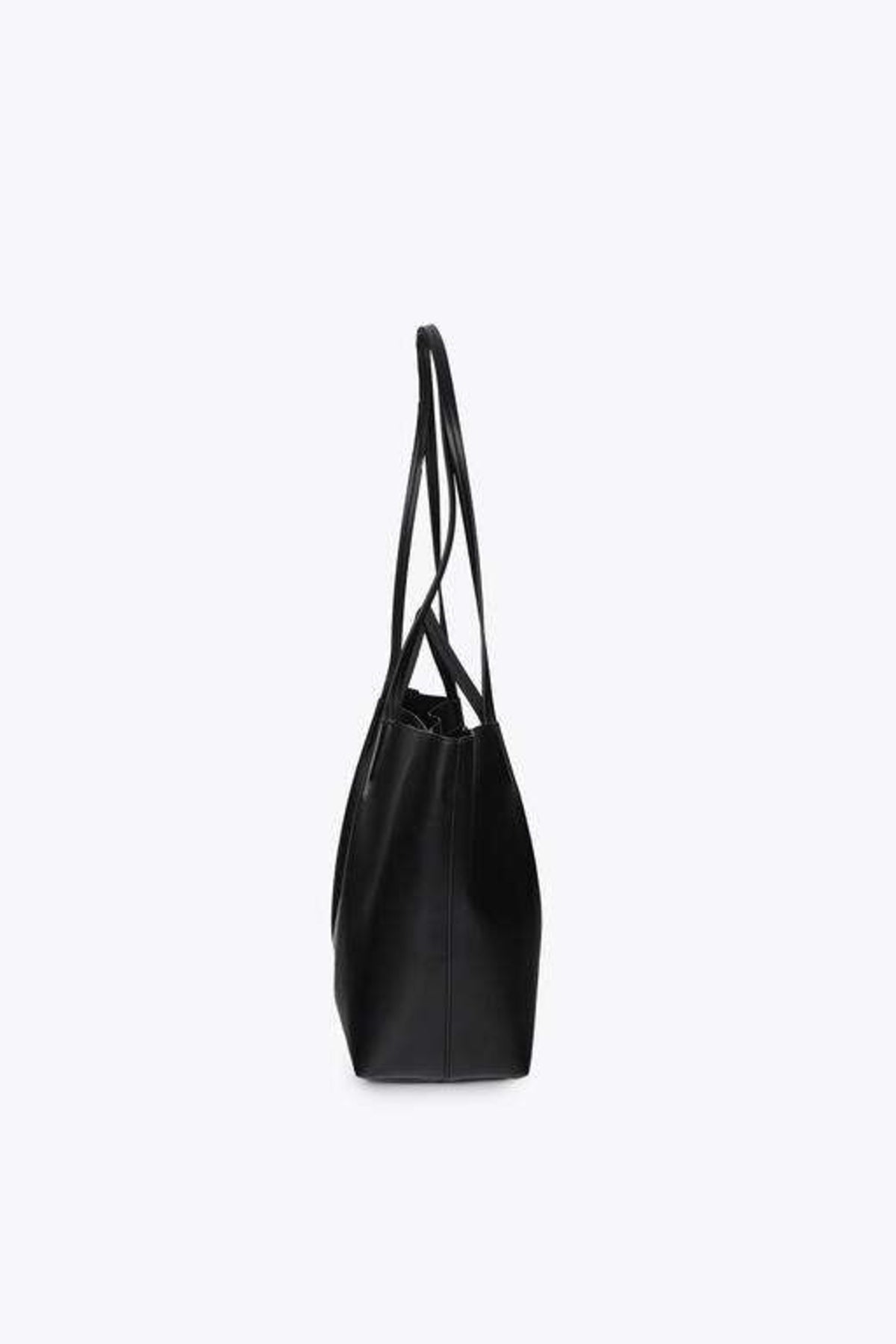 LOLA CASADEMUNT LEATHER-EFFECT SHOPPER WITH DOUBLE HANDL en color NEGRO  (3)