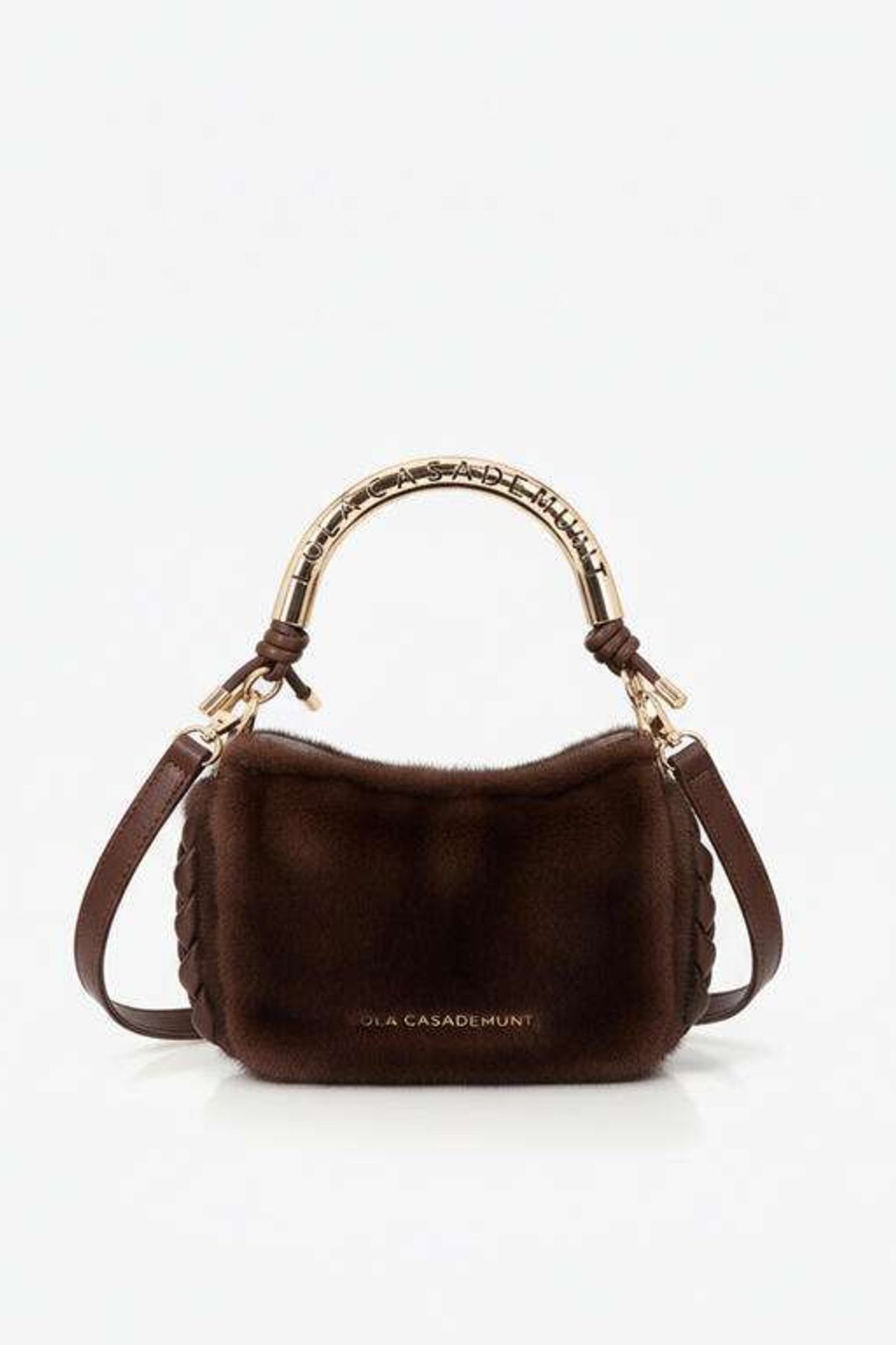 LOLA CASADEMUNT BANDOLERA MEDIANA  PELO en color MARRON  (1)
