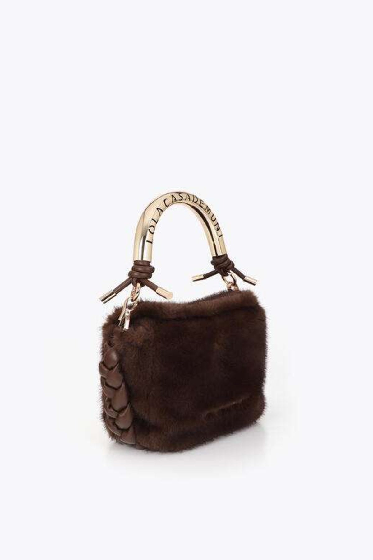 LOLA CASADEMUNT BANDOLERA MEDIANA  PELO en color MARRON  (2)