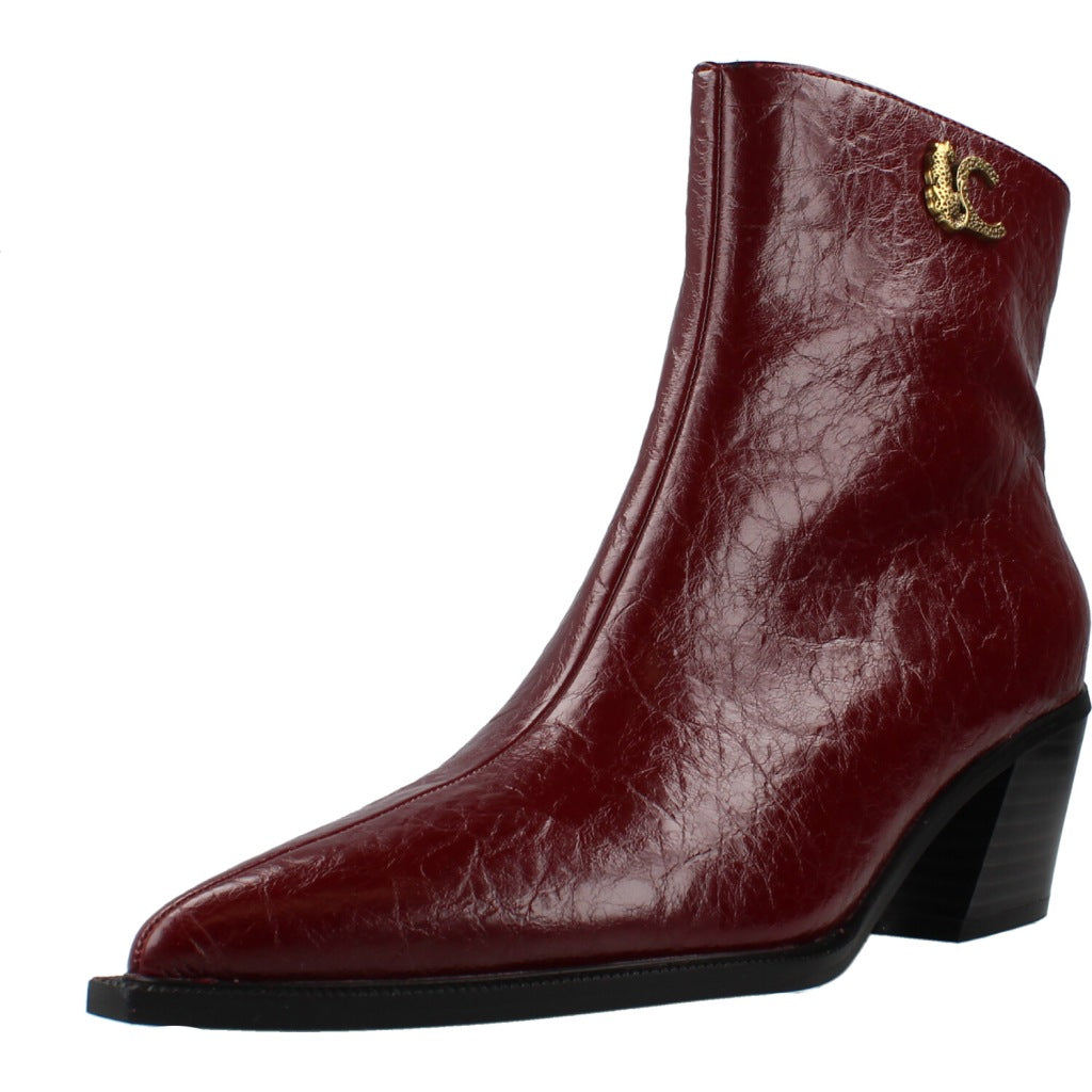 LOLA CASADEMUNT LC TEXTURED LEOPARD LEATHER EFFECT ANKLE en color BURDEOS  (1)