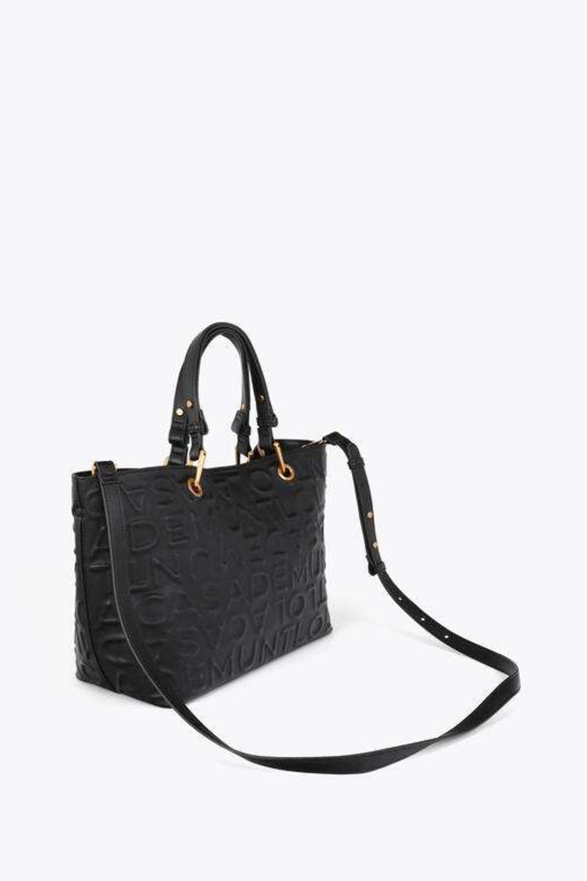 LOLA CASADEMUNT LEATHER EFFECT SHOPPER WITH EMBOSSED MON en color NEGRO  (2)