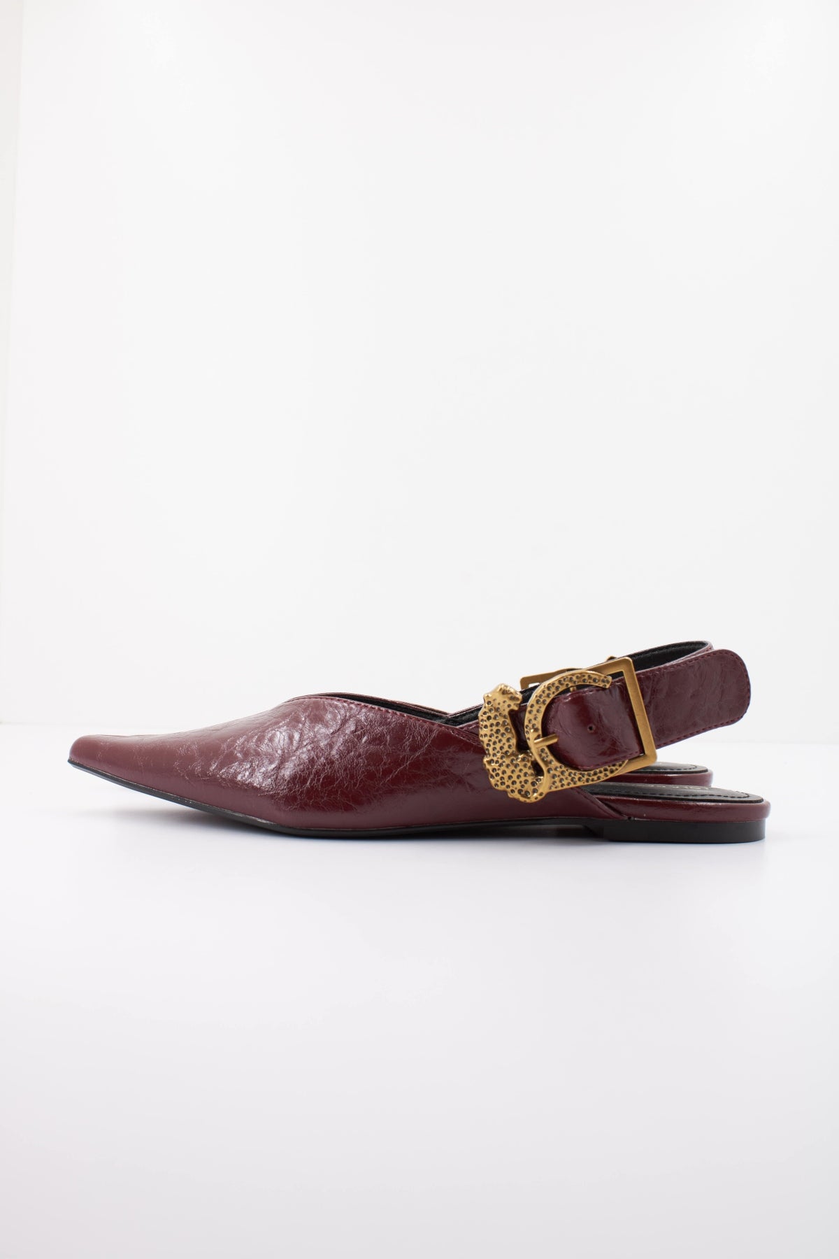 LOLA CASADEMUNT LEOPARD BUCKLE FLAT SHOE en color BURDEOS  (1)