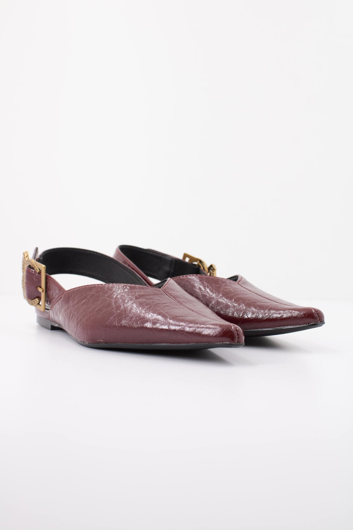 LOLA CASADEMUNT LEOPARD BUCKLE FLAT SHOE en color BURDEOS  (2)