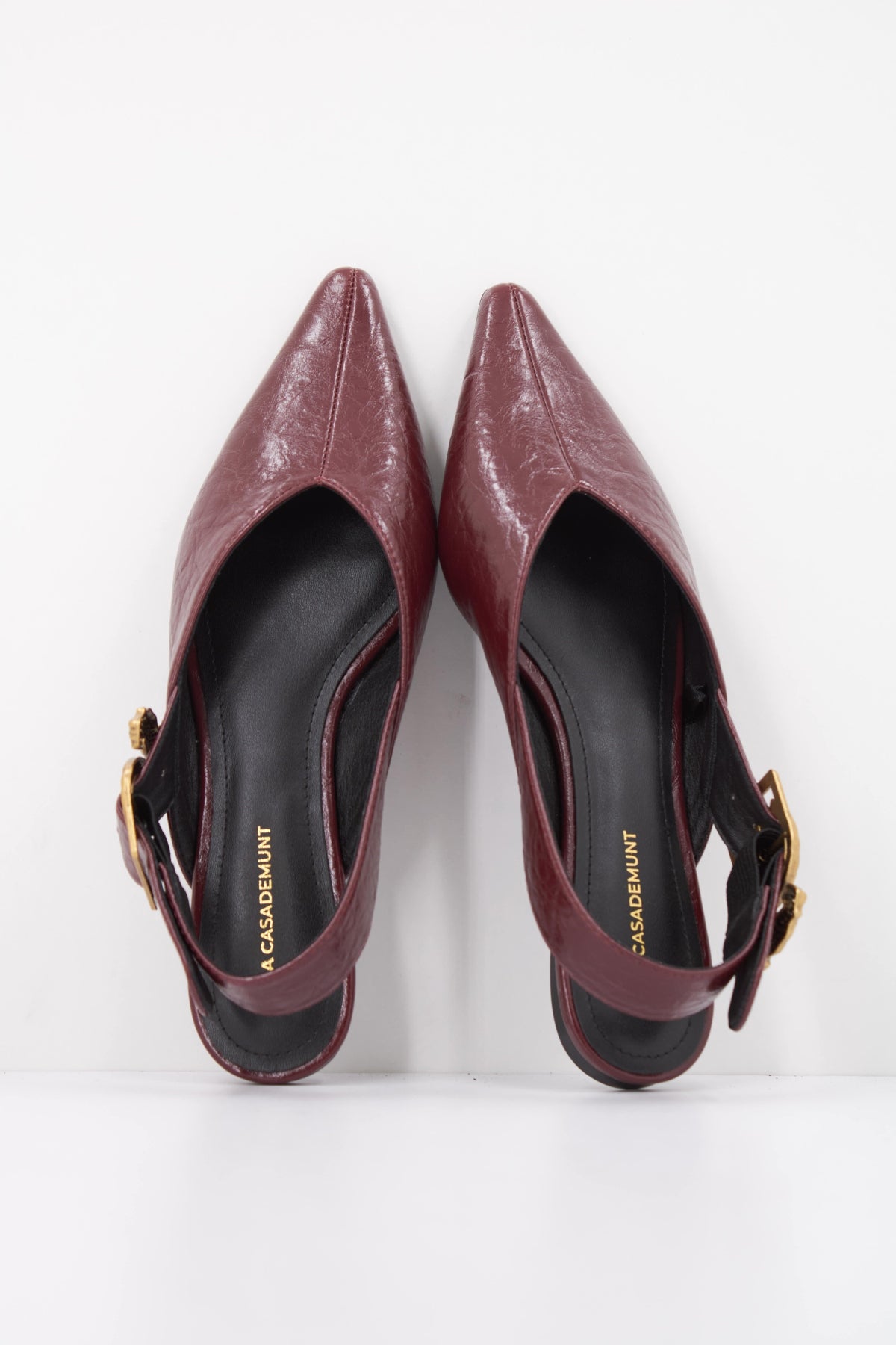 LOLA CASADEMUNT LEOPARD BUCKLE FLAT SHOE en color BURDEOS  (3)