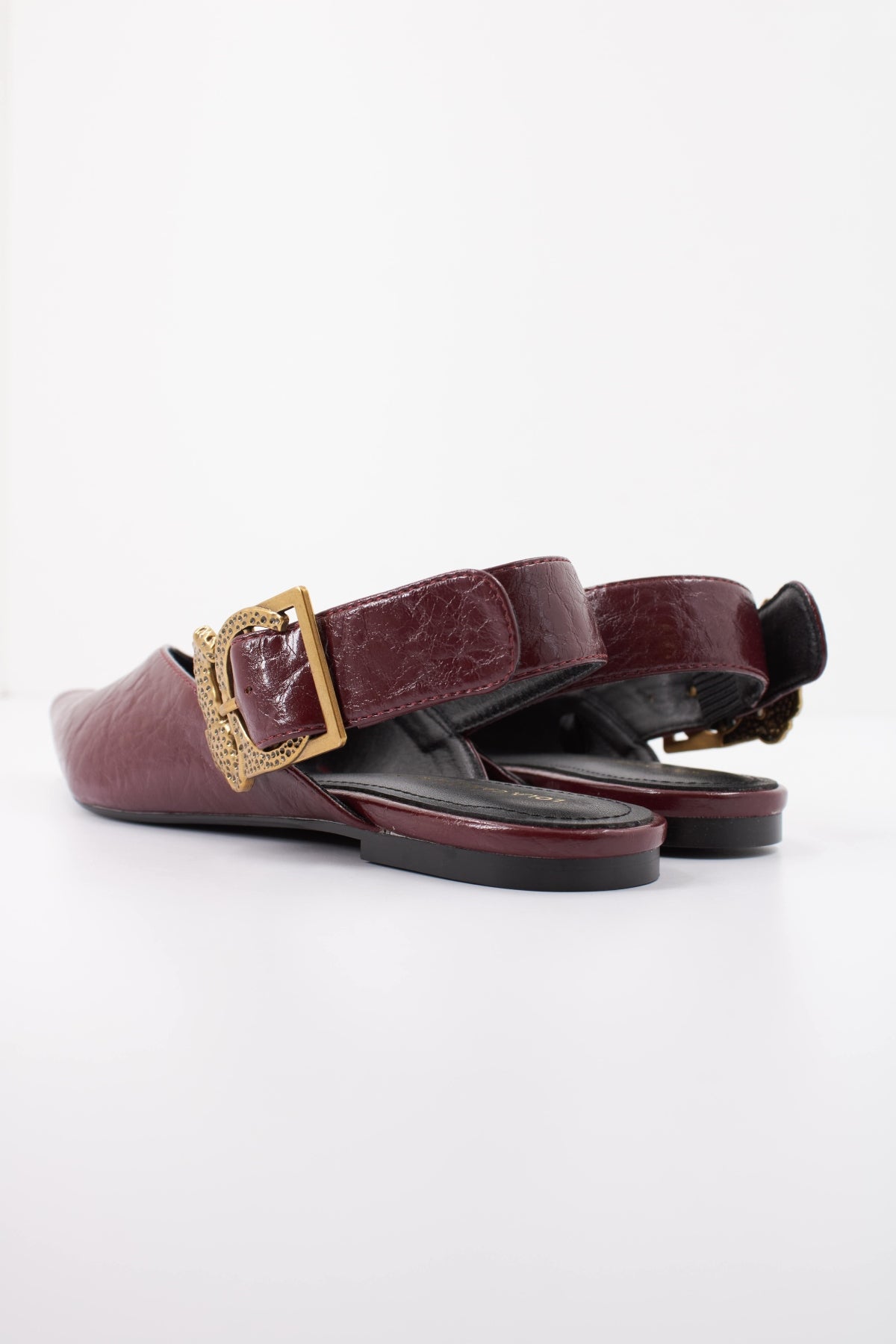 LOLA CASADEMUNT LEOPARD BUCKLE FLAT SHOE en color BURDEOS  (4)