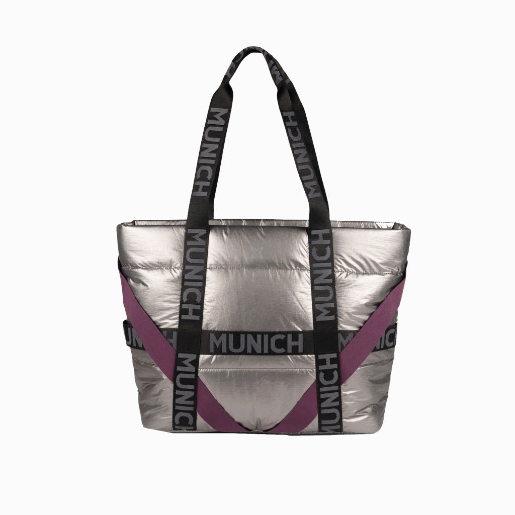 MUNICH M GLOSSY SHOPPER CHROME en color PLATA  (4)