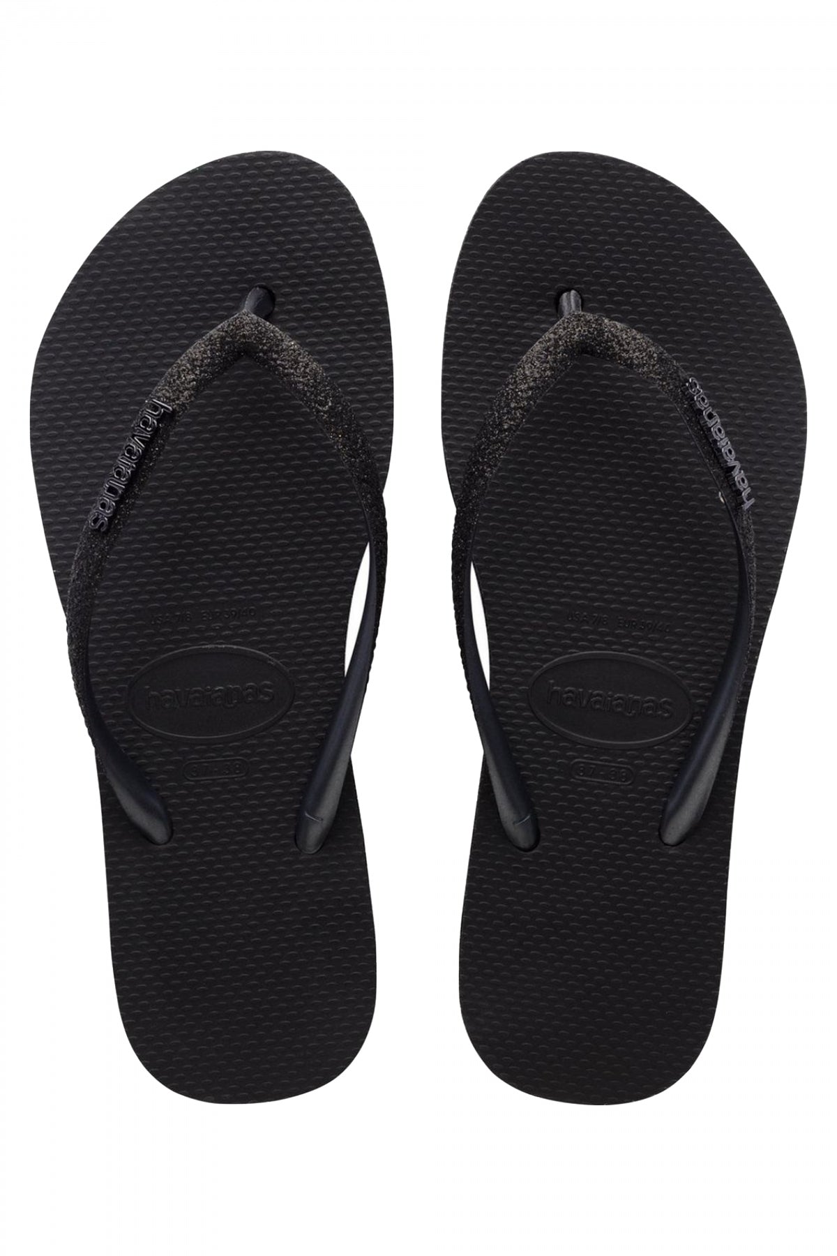 HAVAIANAS SLIM FLATFORM SPARKLE en color NEGRO  (1)