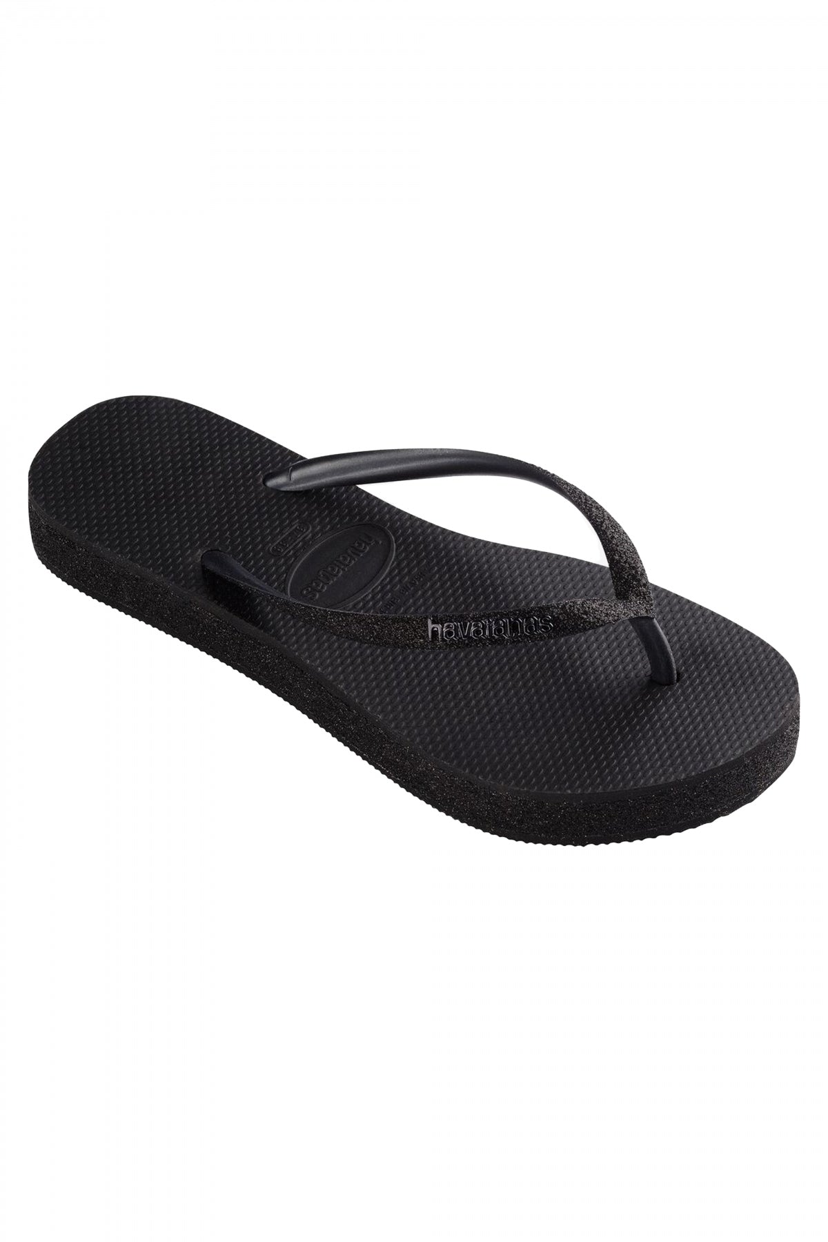 HAVAIANAS SLIM FLATFORM SPARKLE en color NEGRO  (2)