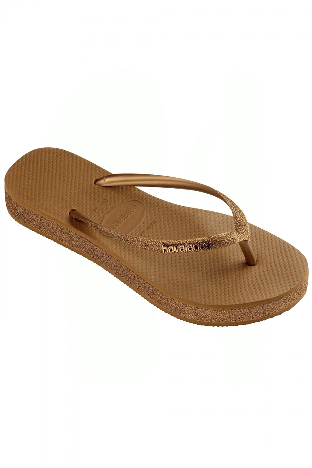 HAVAIANAS HAV. SLIM FLATFORM SPARKLE en color BRONCE  (2)