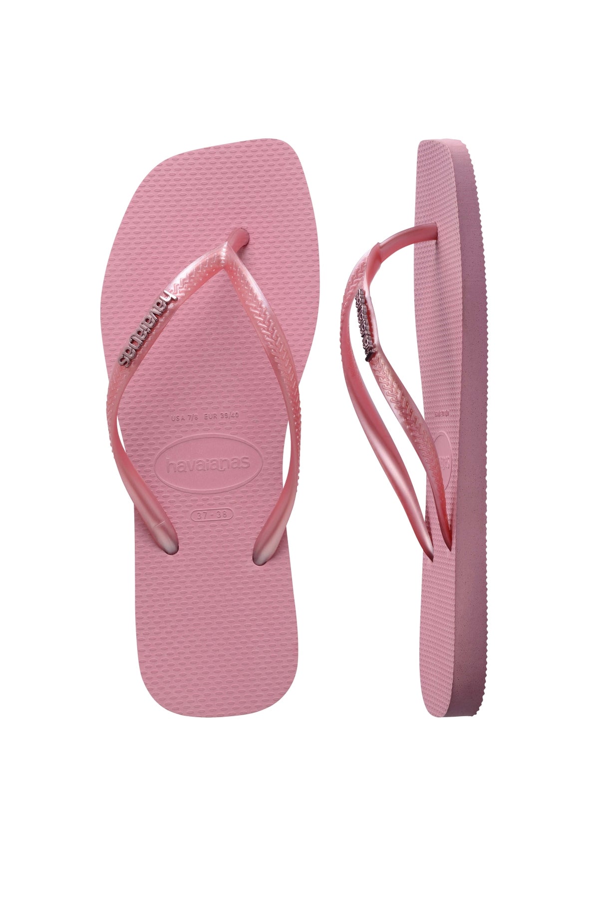 HAVAIANAS SQUARE LOGO METALLIC en color ROSA  (3)