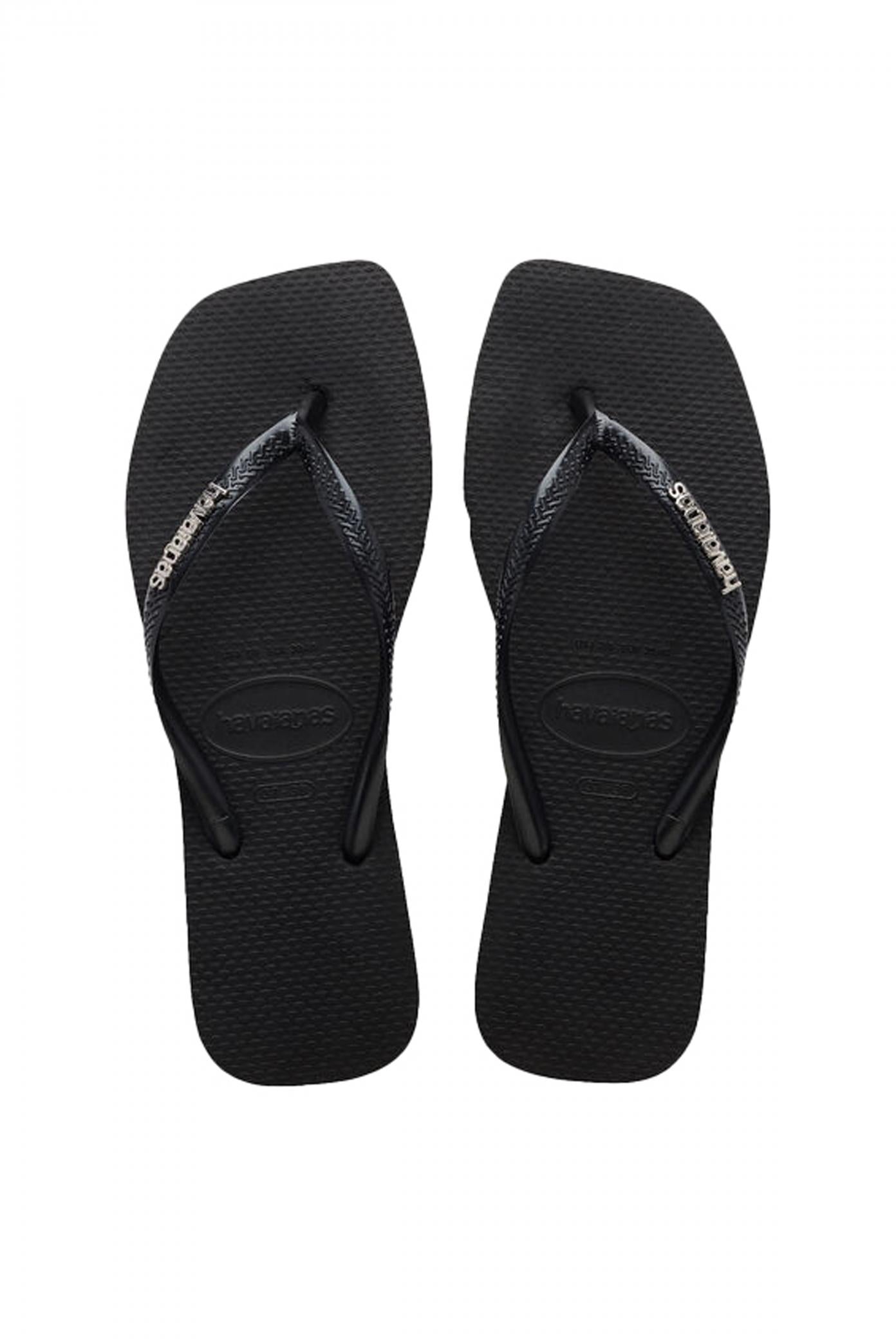 HAVAIANAS SQUARE LOGO METALLIC en color NEGRO  (1)