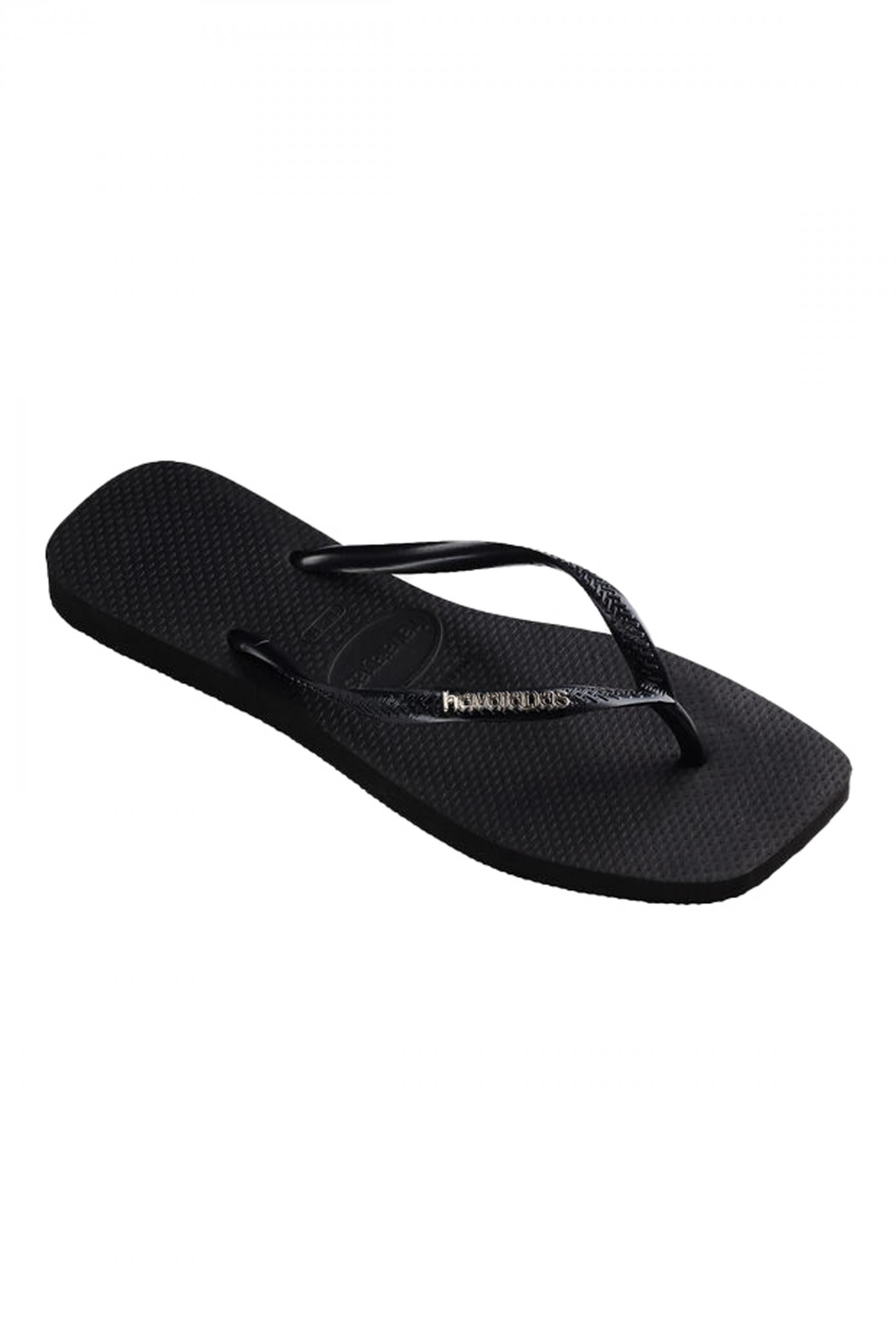 HAVAIANAS SQUARE LOGO METALLIC en color NEGRO  (2)