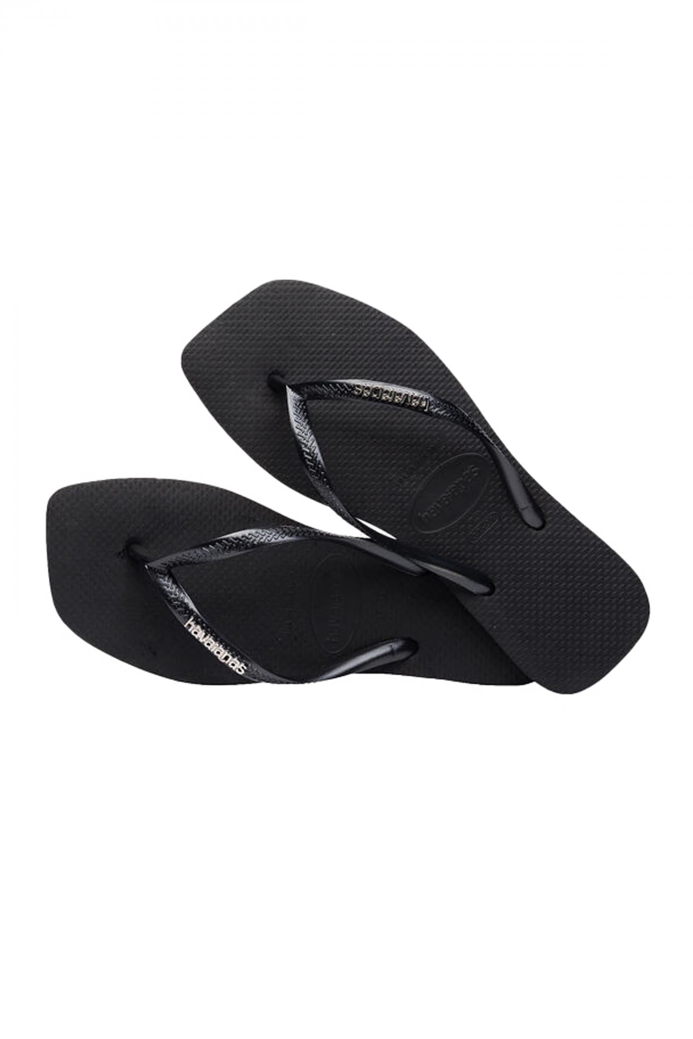 HAVAIANAS SQUARE LOGO METALLIC en color NEGRO  (4)