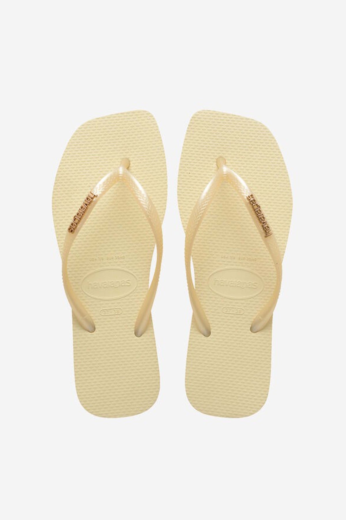 HAVAIANAS SQUARE LOGO METALLIC en color BEIS  (1)