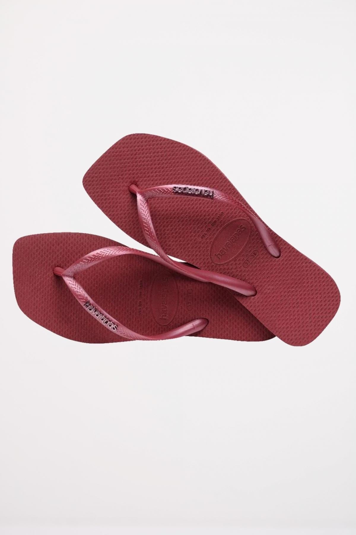 HAVAIANAS SQUARE LOGO METALLIC en color BURDEOS  (2)