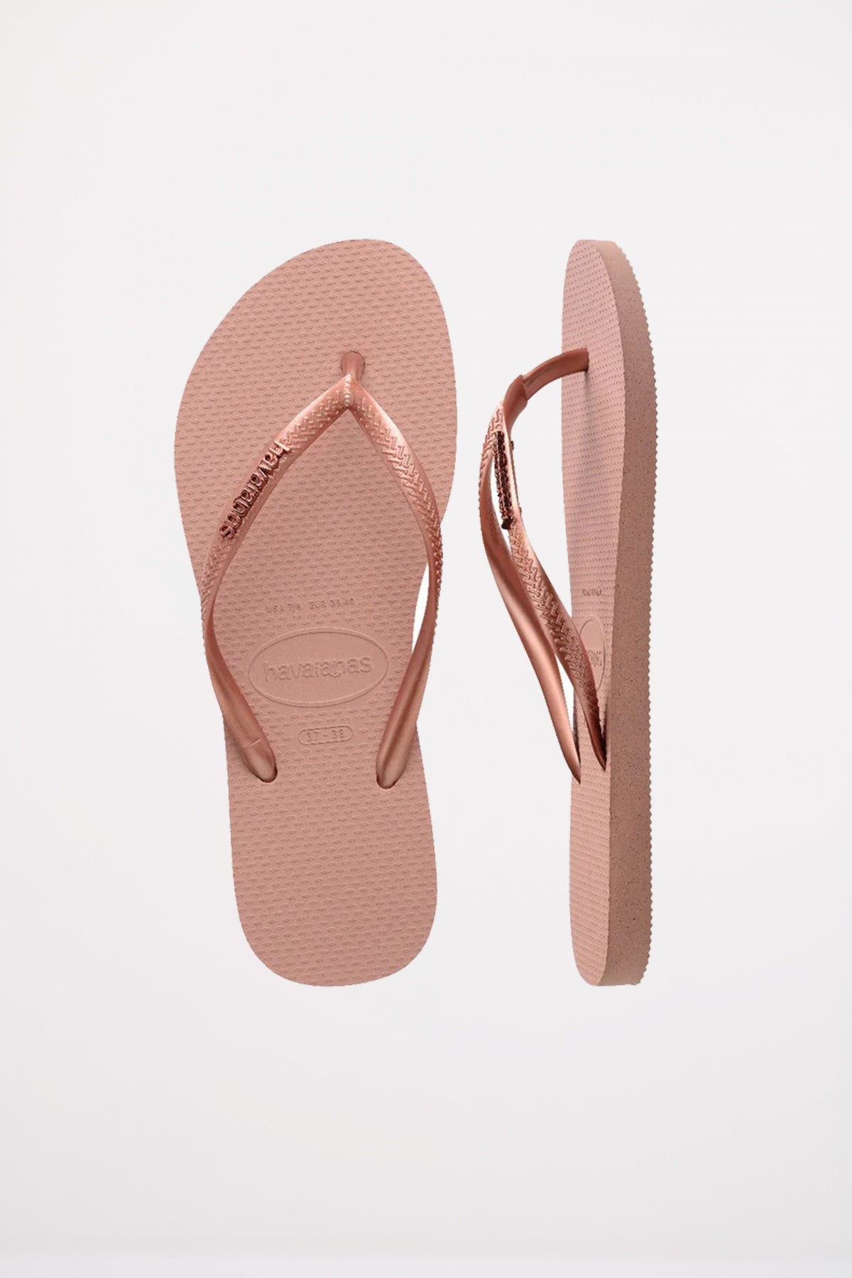 HAVAIANAS SLIM LOGO METALLIC en color ROSA  (2)