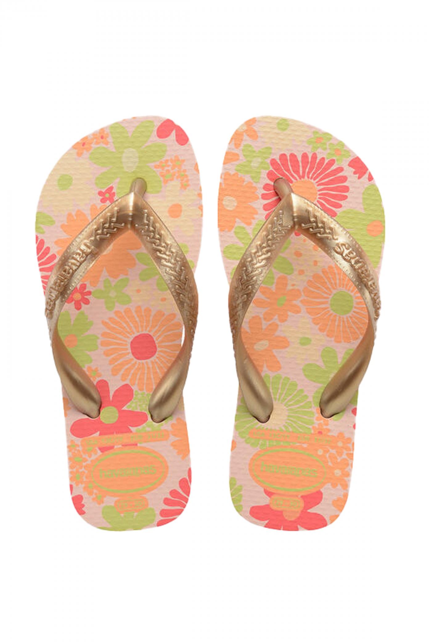 HAVAIANAS  KIDS FLORES en color ORO  (1)