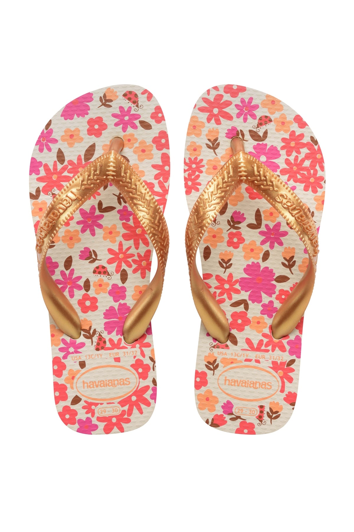 HAVAIANAS  KIDS FLORES en color ORO  (1)