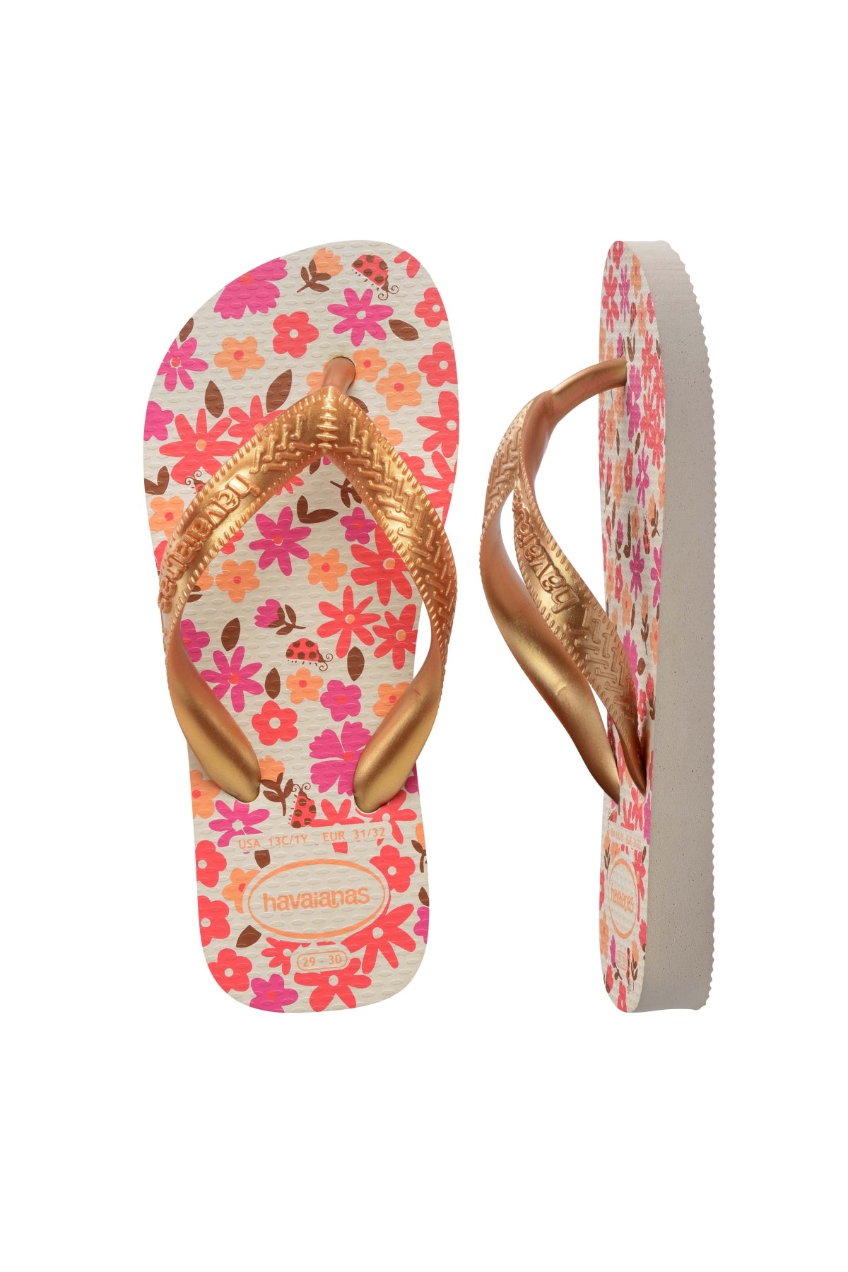 HAVAIANAS  KIDS FLORES en color ORO  (3)