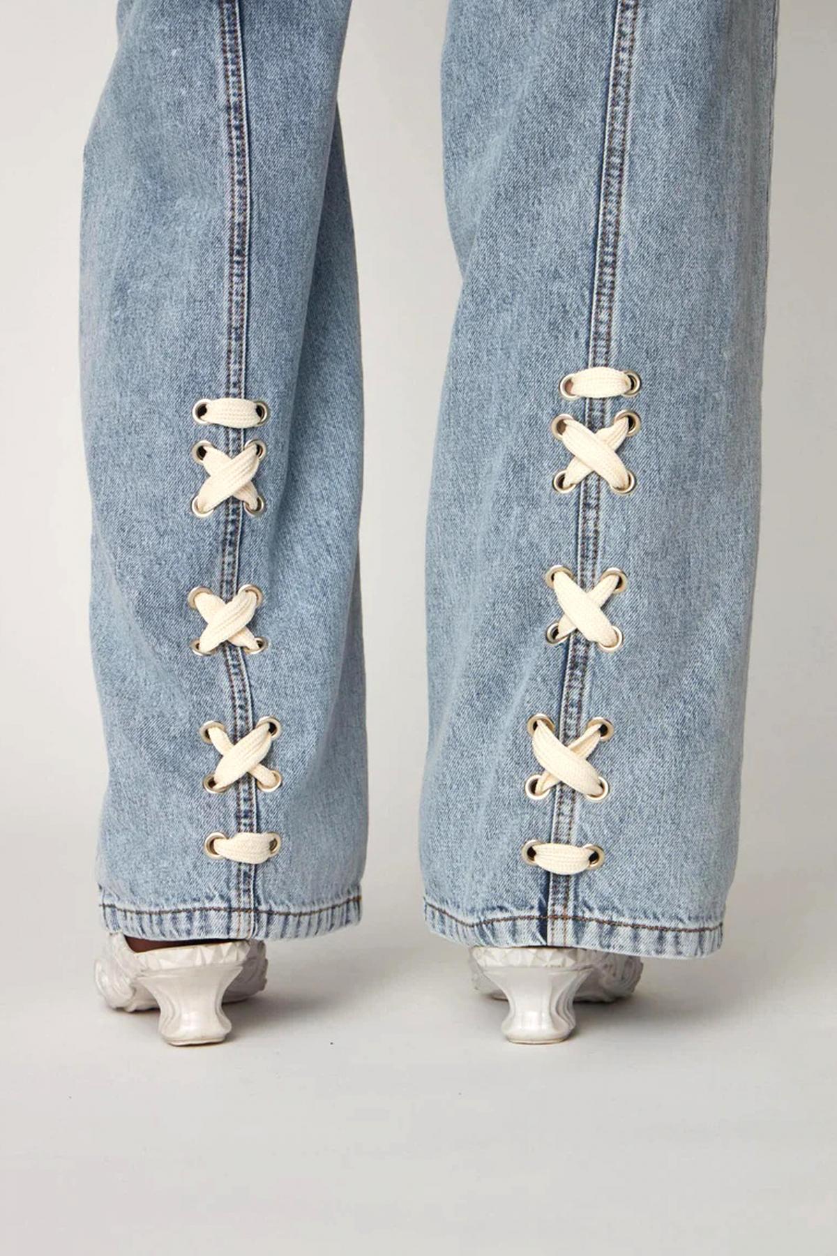 STELLA NOVA  MOON WASHED DENIM PANTS en color AZUL  (2)