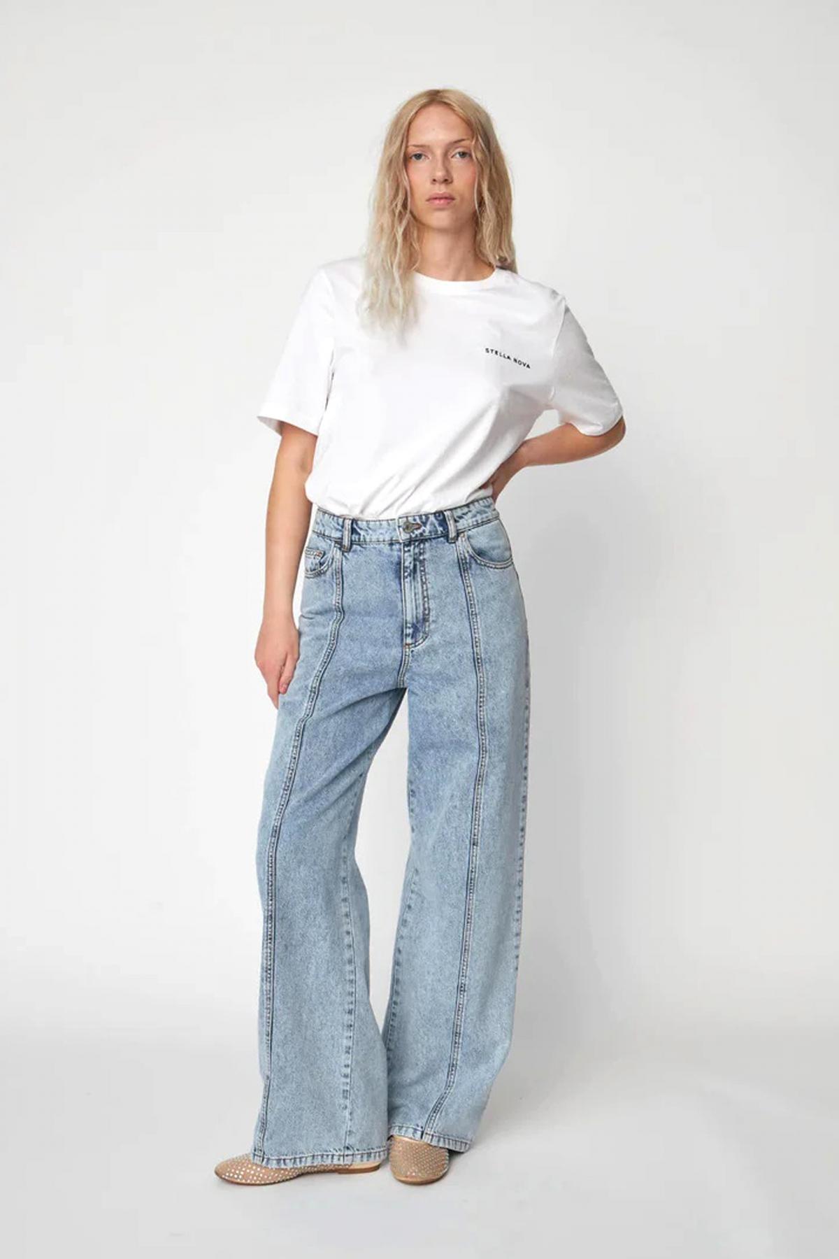 STELLA NOVA  MOON WASHED DENIM PANTS en color AZUL  (4)