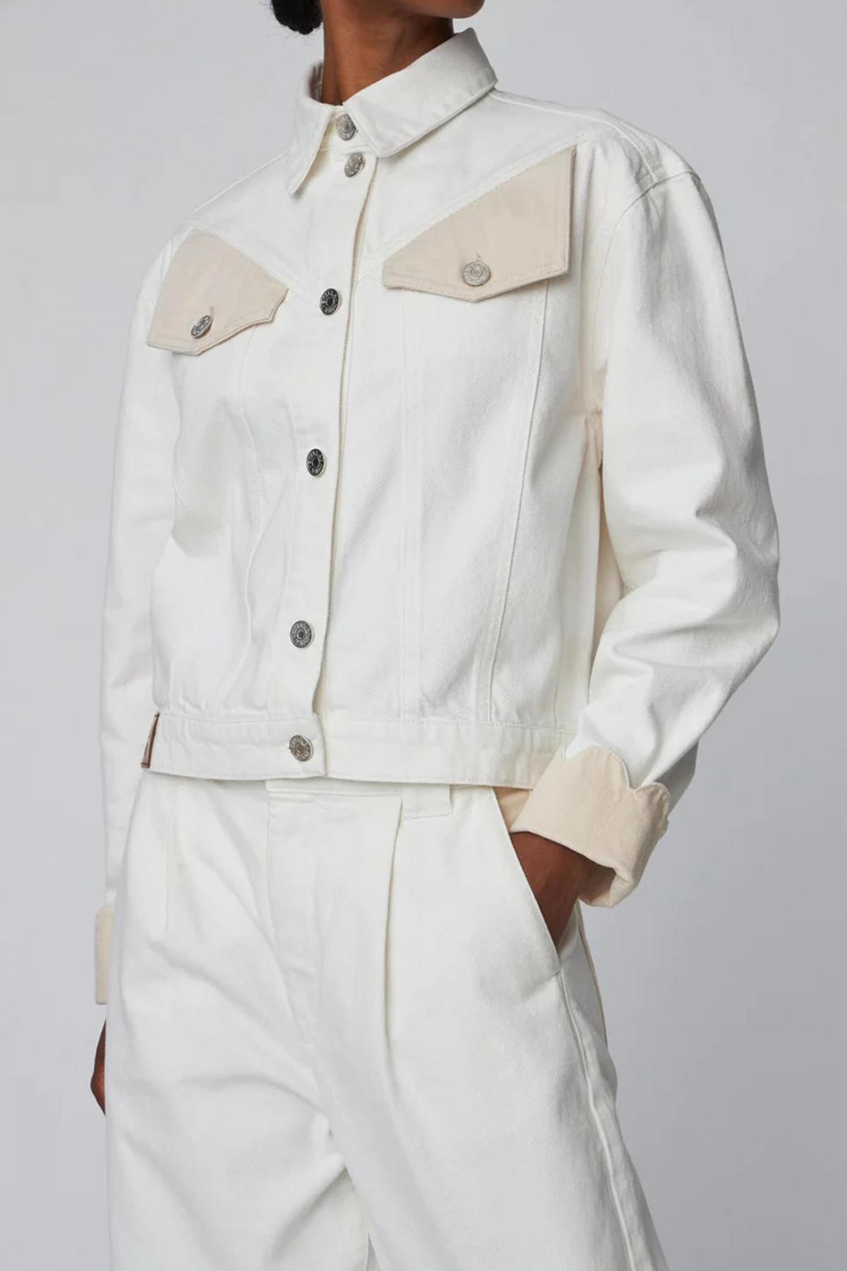 STELLA NOVA TWO-TONED COTTON JACKET en color BLANCO  (1)