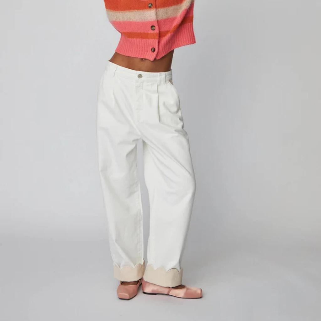 STELLA NOVA TWO-TONED COTTON PANTS en color BLANCO  (6)
