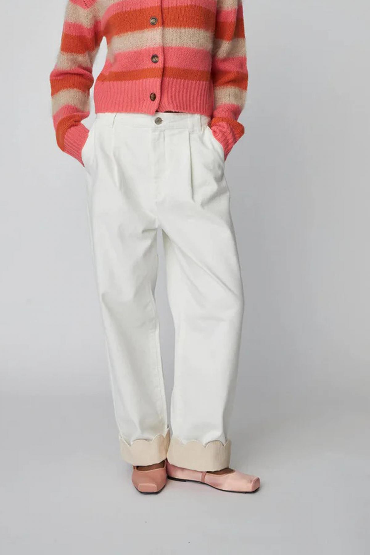 STELLA NOVA TWO-TONED COTTON PANTS en color BLANCO  (1)