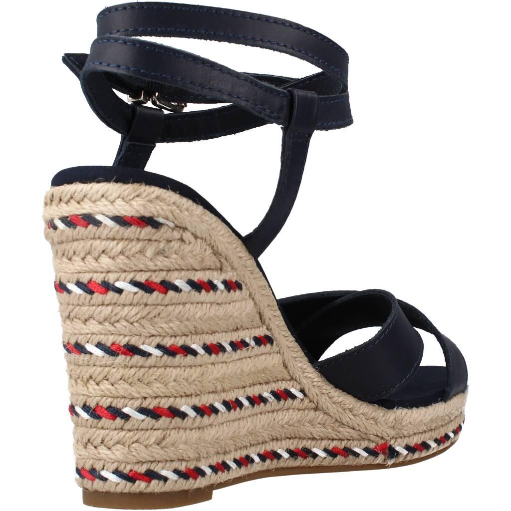 TOMMY HILFIGER FEMININE HIGH WEDGE SAND en color AZUL  (3)