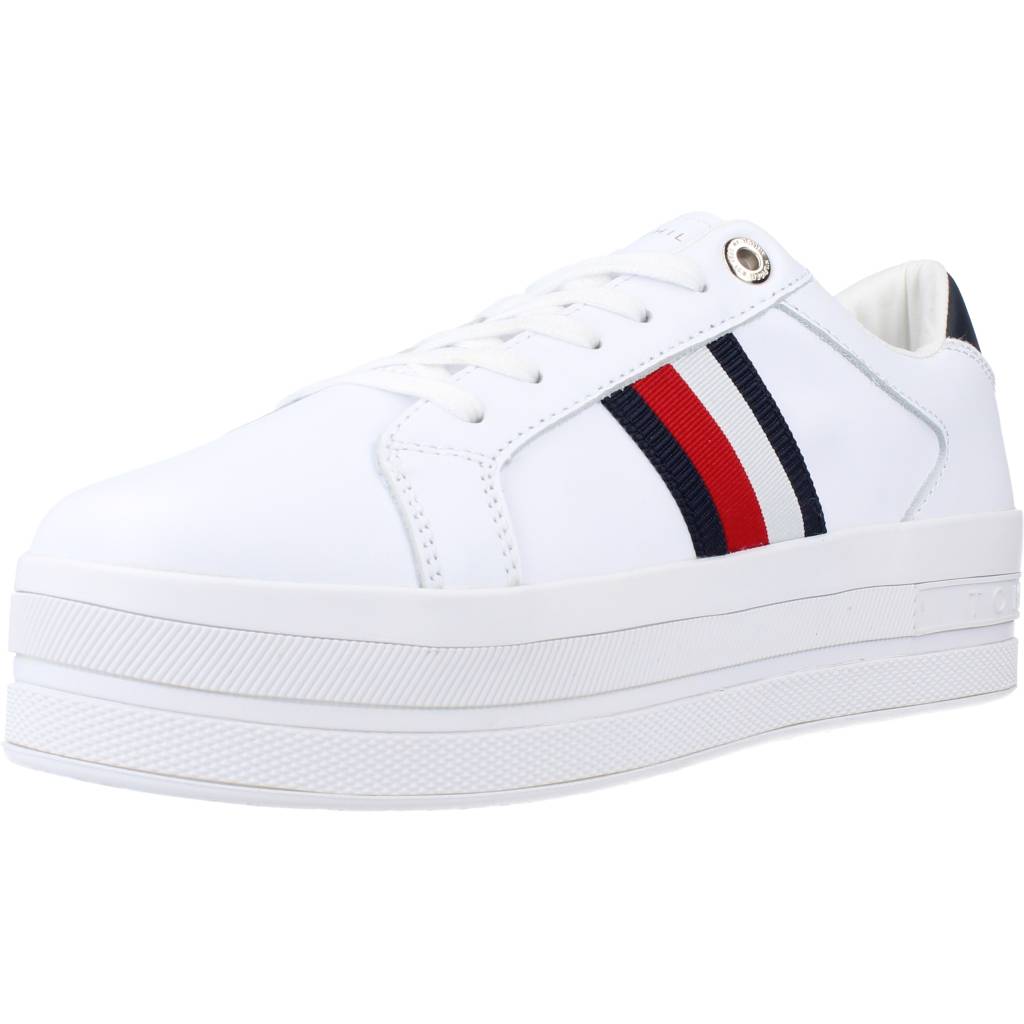 TOMMY HILFIGER TH WEBBING FLATFORM CUPS en color BLANCO  (1)