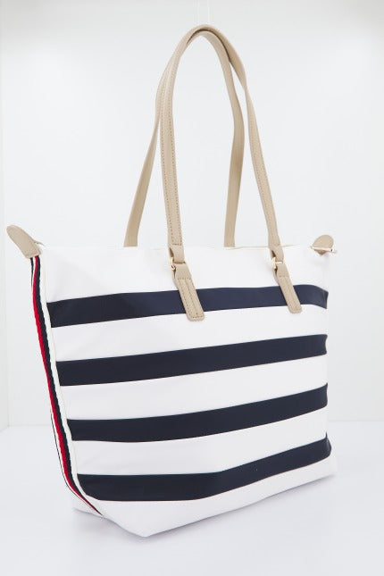 TOMMY HILFIGER AWAW POPPY TOTE CORP STRIPES en color BLANCO  (1)