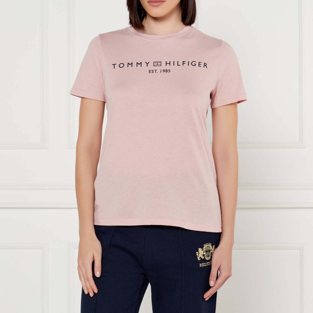 TOMMY HILFIGER REG CORP LOGO C-NK SS en color ROSA  (2)
