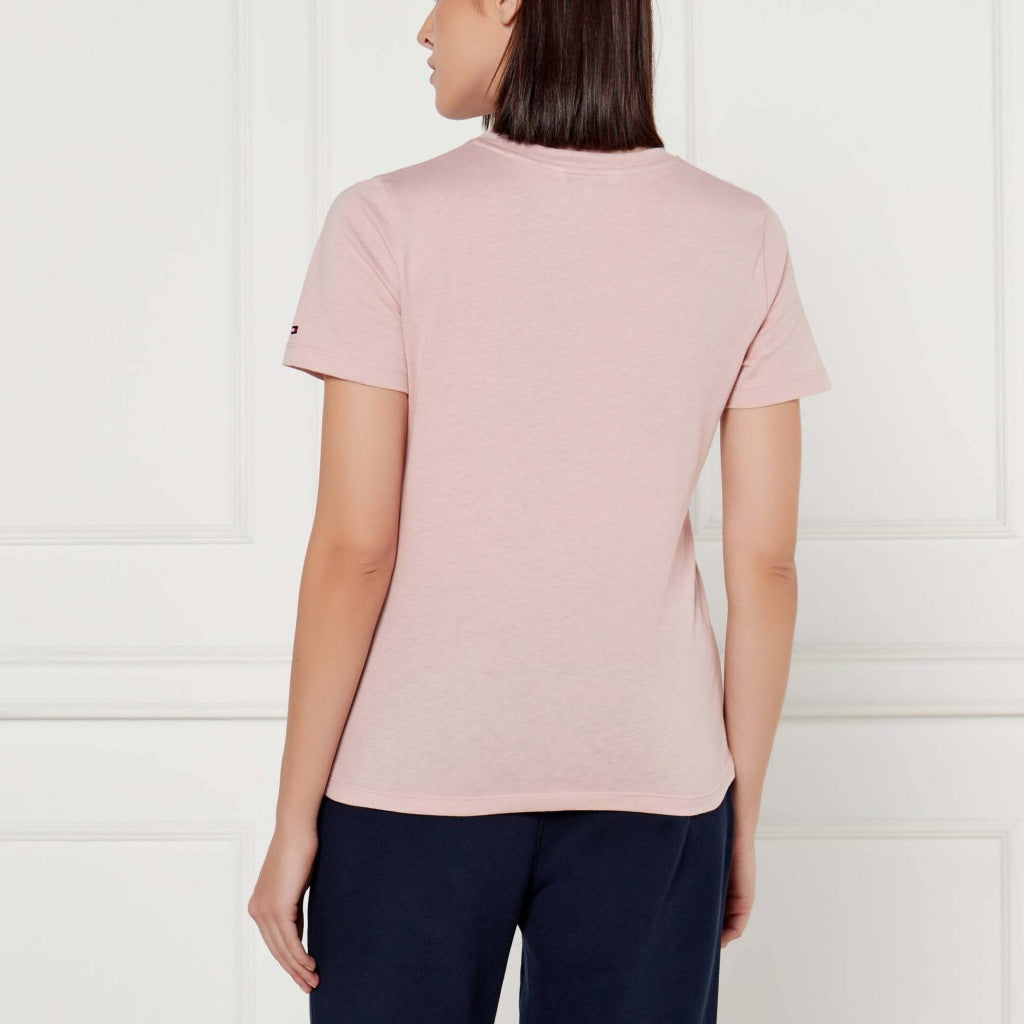 TOMMY HILFIGER REG CORP LOGO C-NK SS en color ROSA  (1)