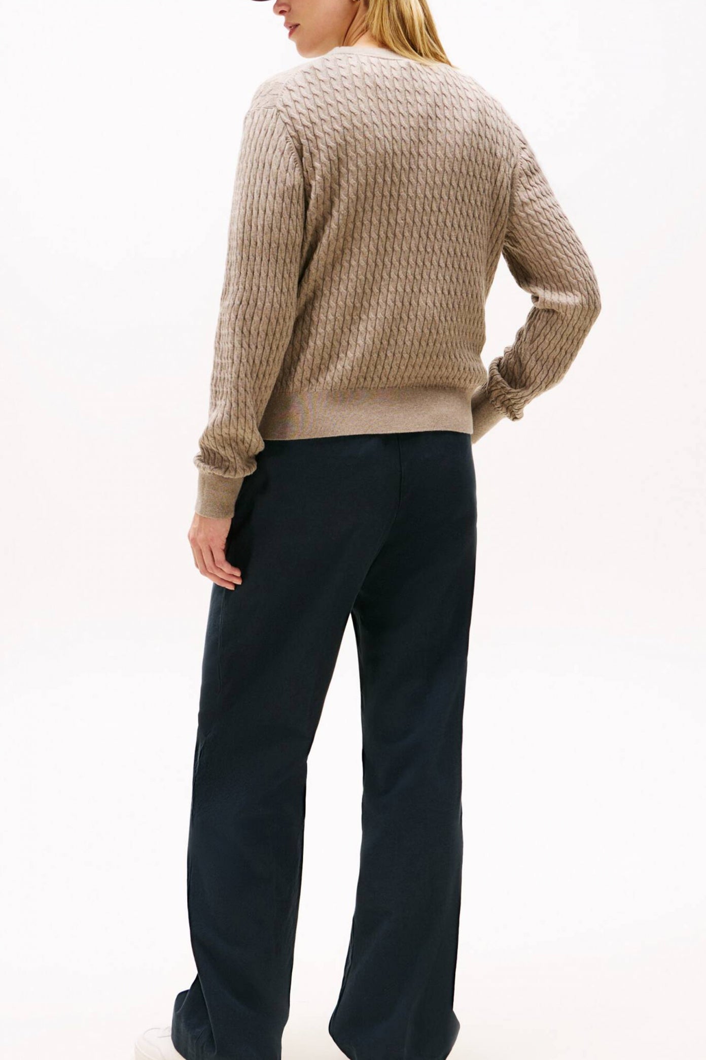 TOMMY HILFIGER CABLE C-NK LS SWEATER en color MARRON  (2)